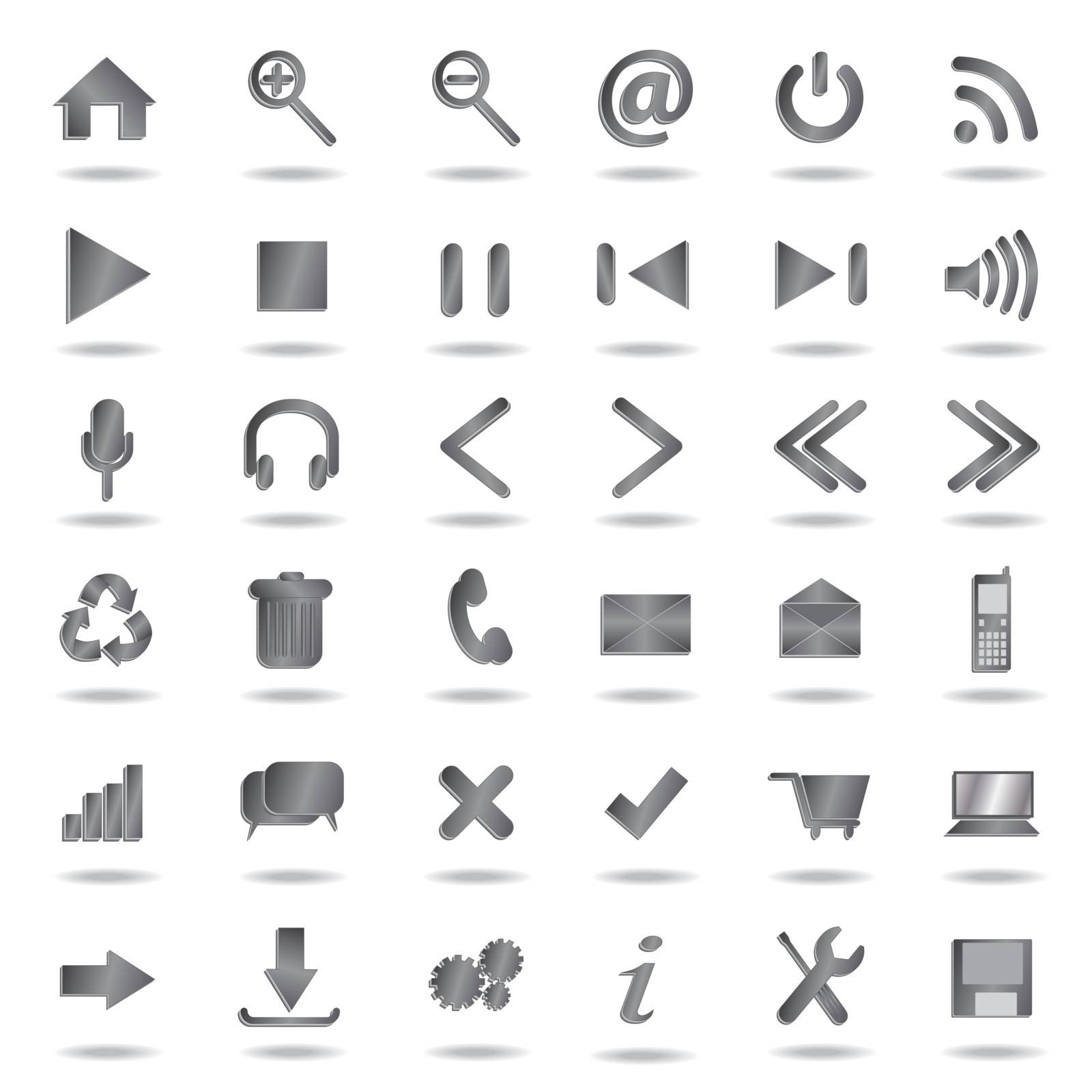 collection of high quality grey web, website icons.