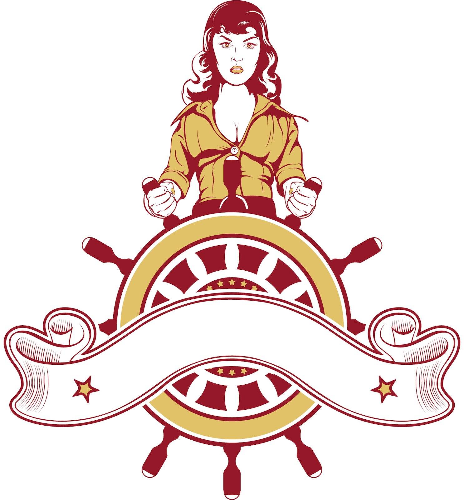 cartoon woman sailor.  vector emblem