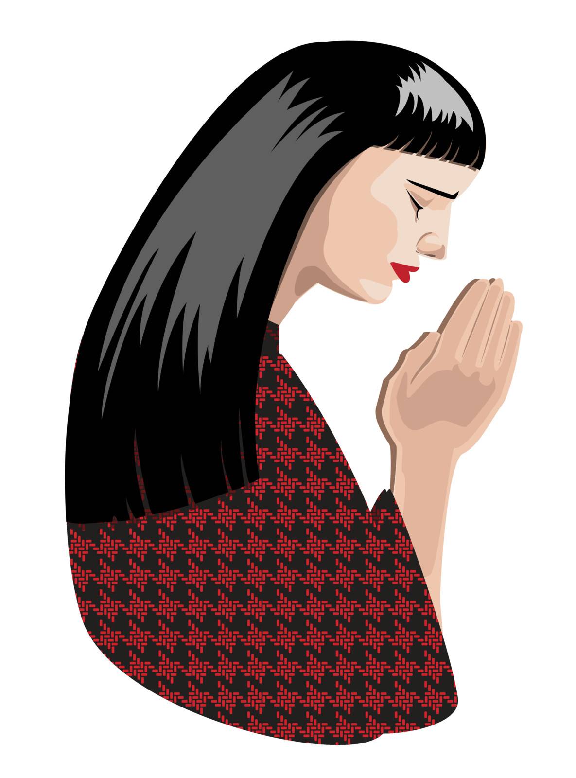 illustration of praying woman, vector format.