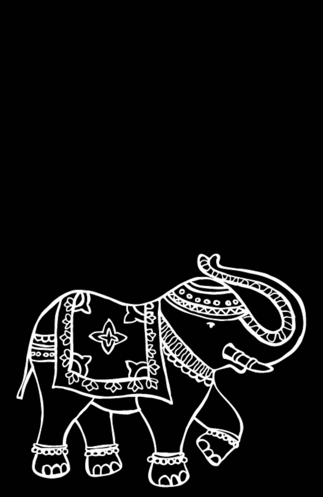 Traditional indian elephant decorated for special occasion black and white background. Vector file available.