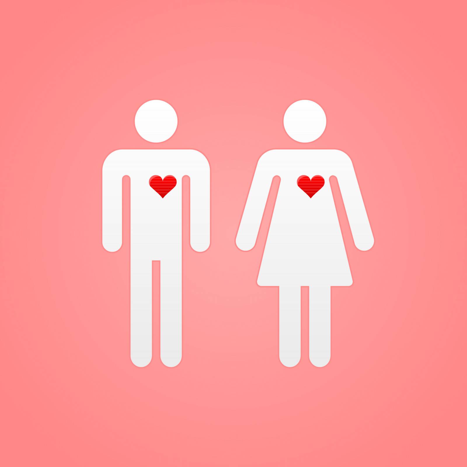 Valentine romance with symbol of loving couple