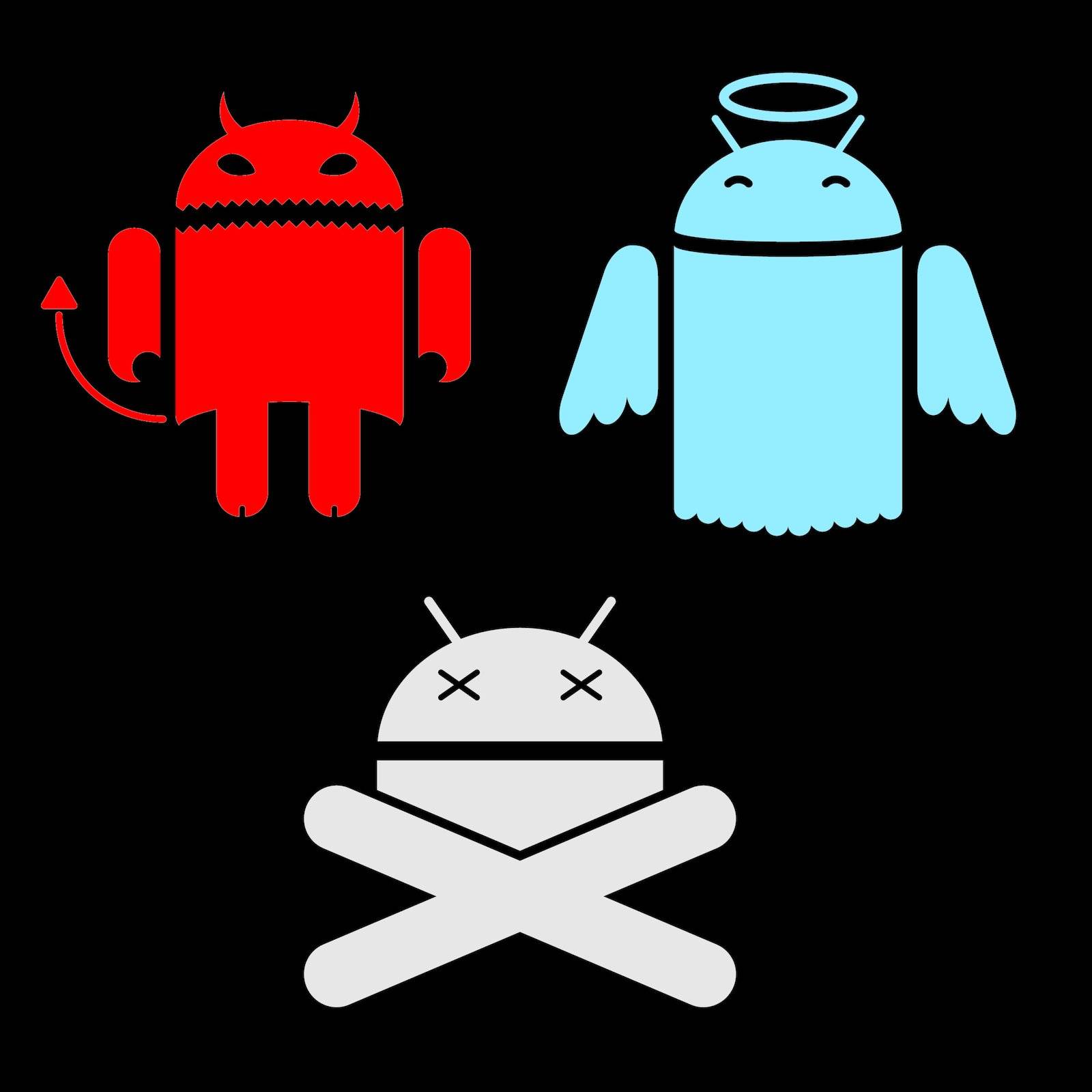 Android Robot Different Versions Of The Appearance