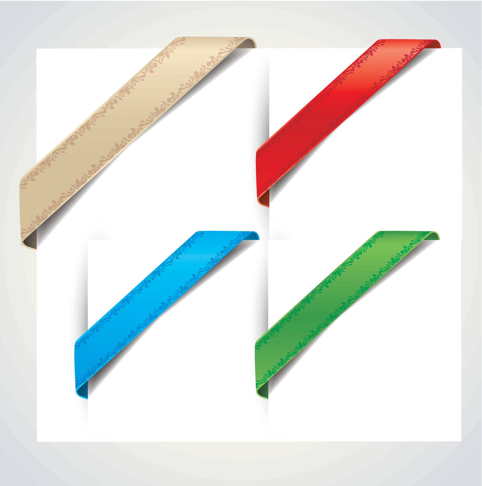 colorful corner ribbons on a white background