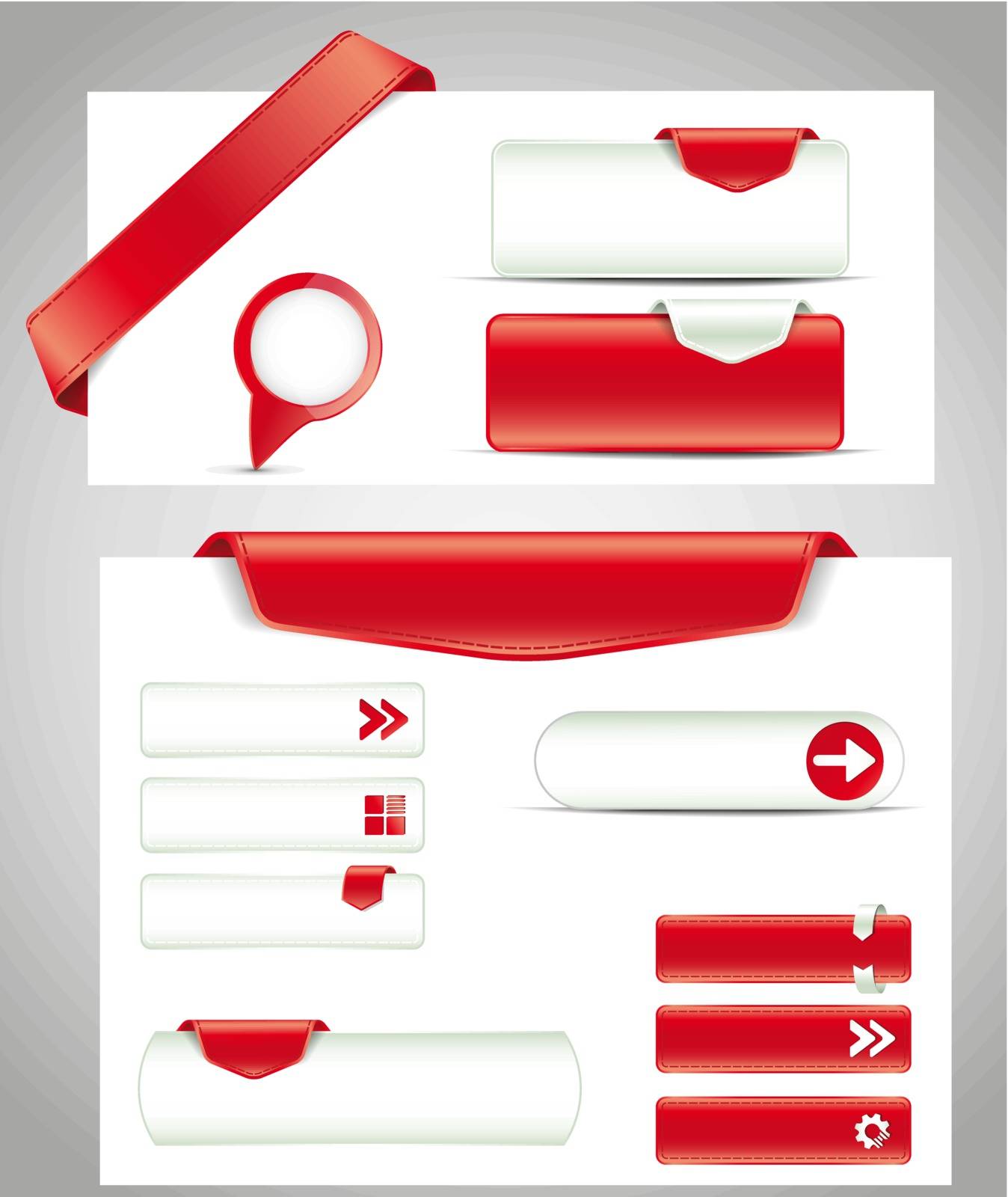 set of red buttons, banners, bookmarks for your site