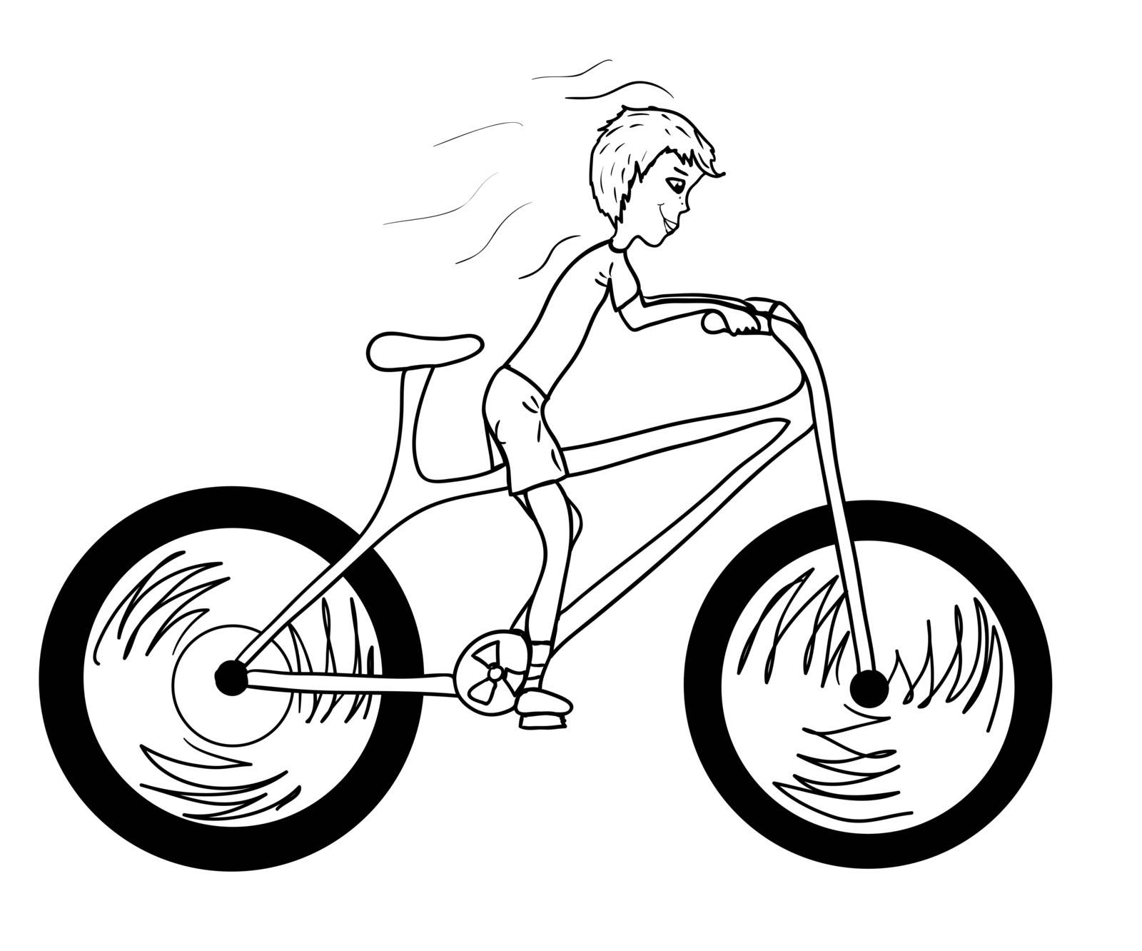  Kid with too big bicycle. Vector illustration eps8