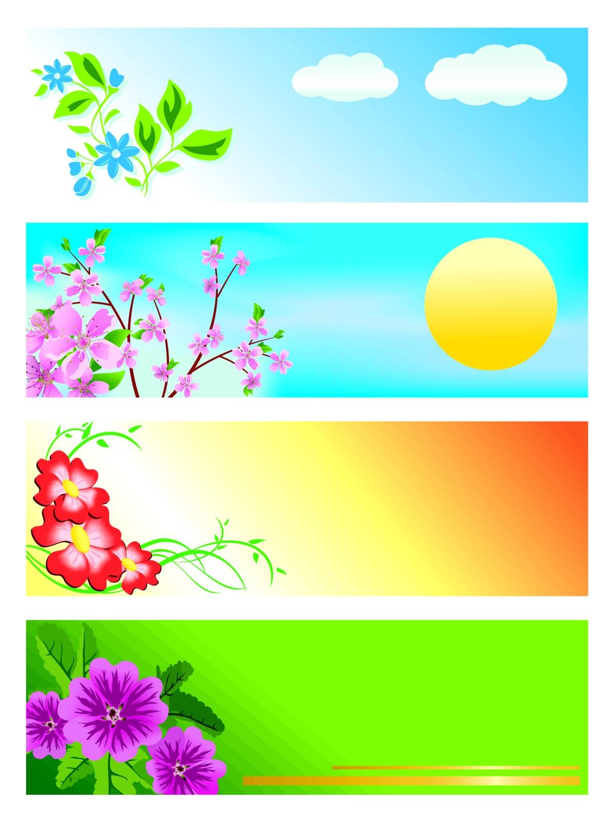 vector horizontal banners with flowers  by pavalena