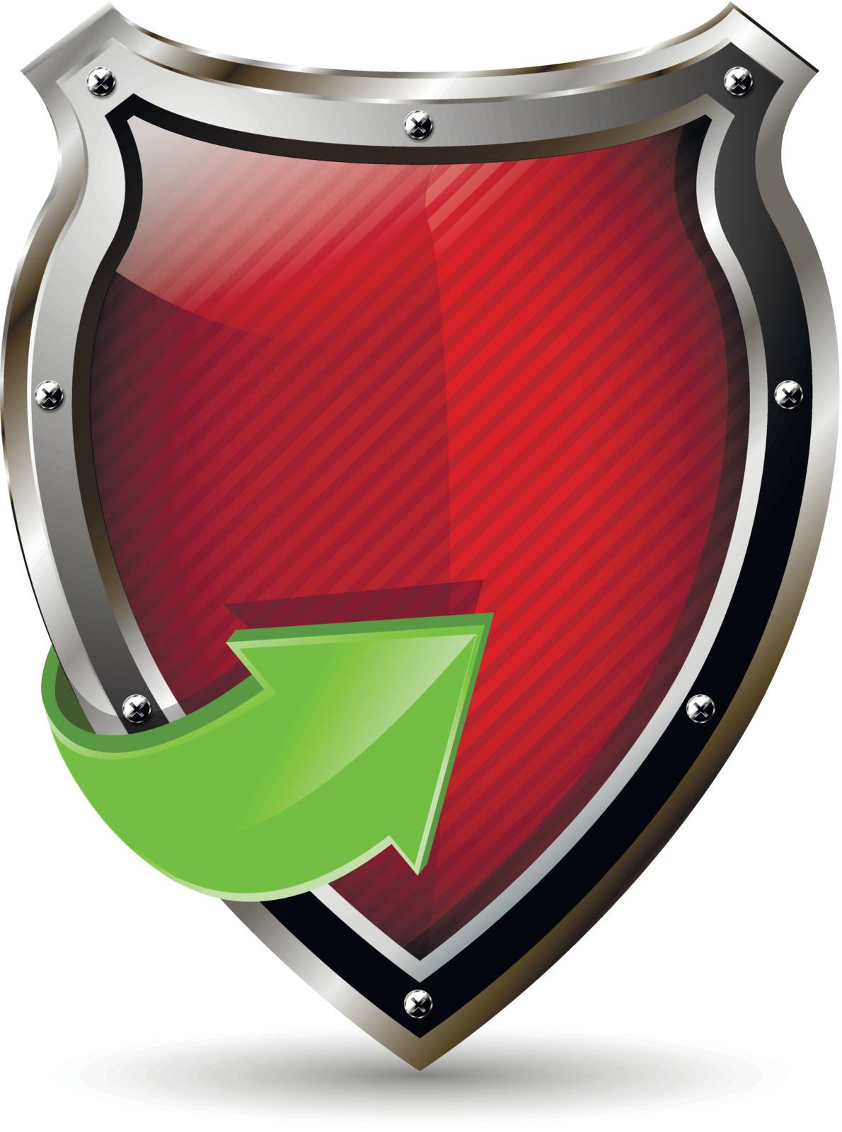 illustration of an abstract metallic red shield