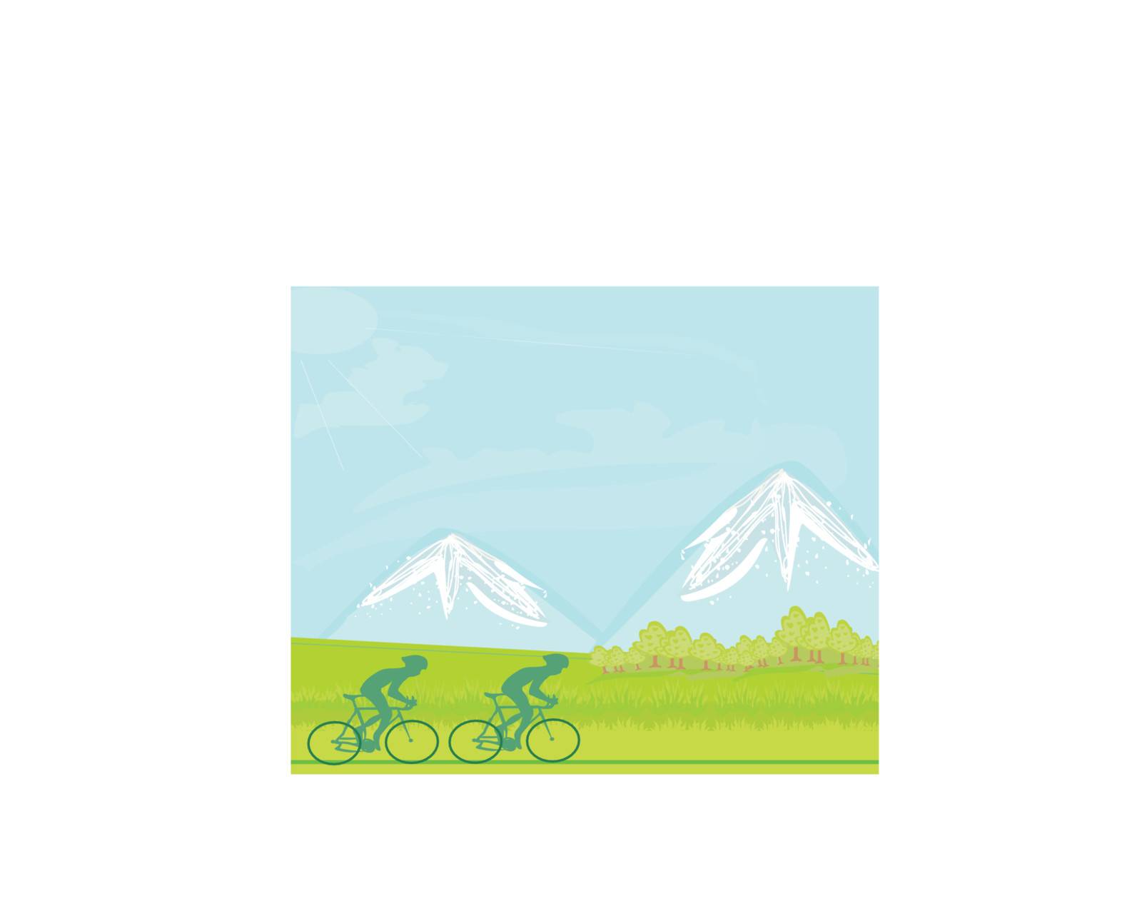Cycling Poster with mountain landscape