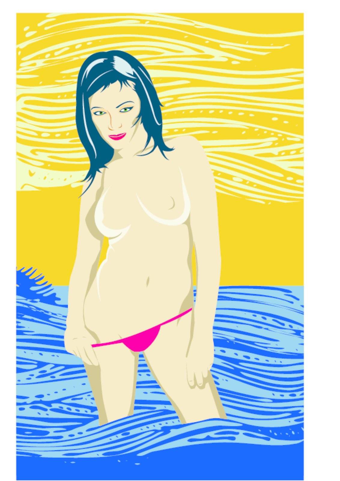 Girl Topless Sexy Sea by Netopir