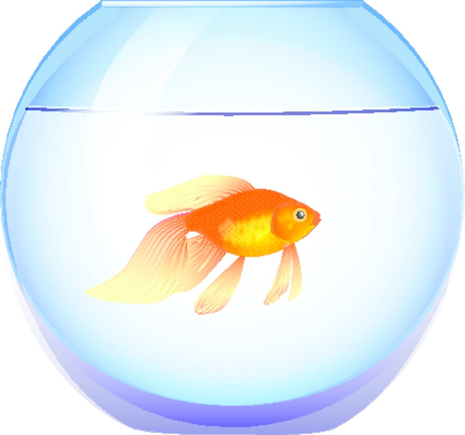 Fishbowl with a goldfish. Vector illustration. Cartoon.
