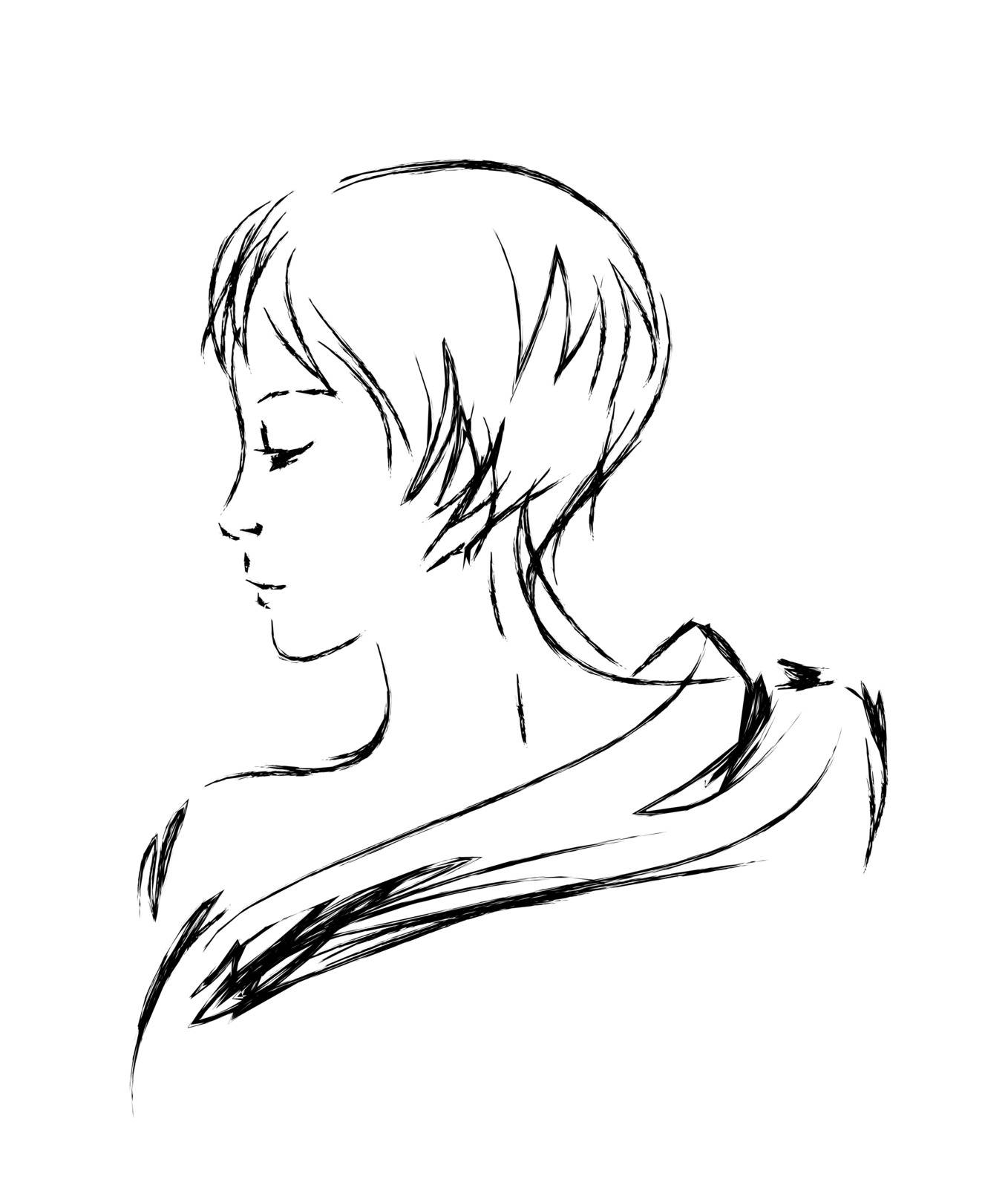 woman profile sketch by teolin