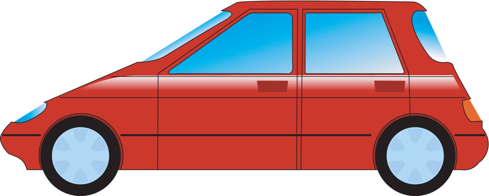 a cartoon stylish illustration of minivan