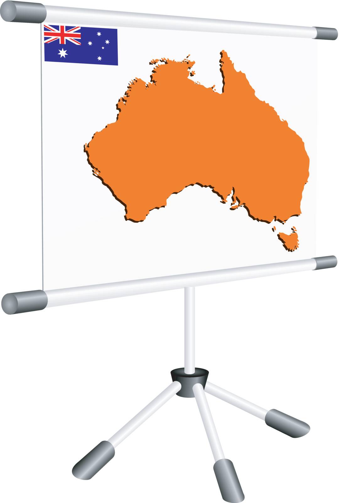 Vector display with a silhouette map of Australia by Larser