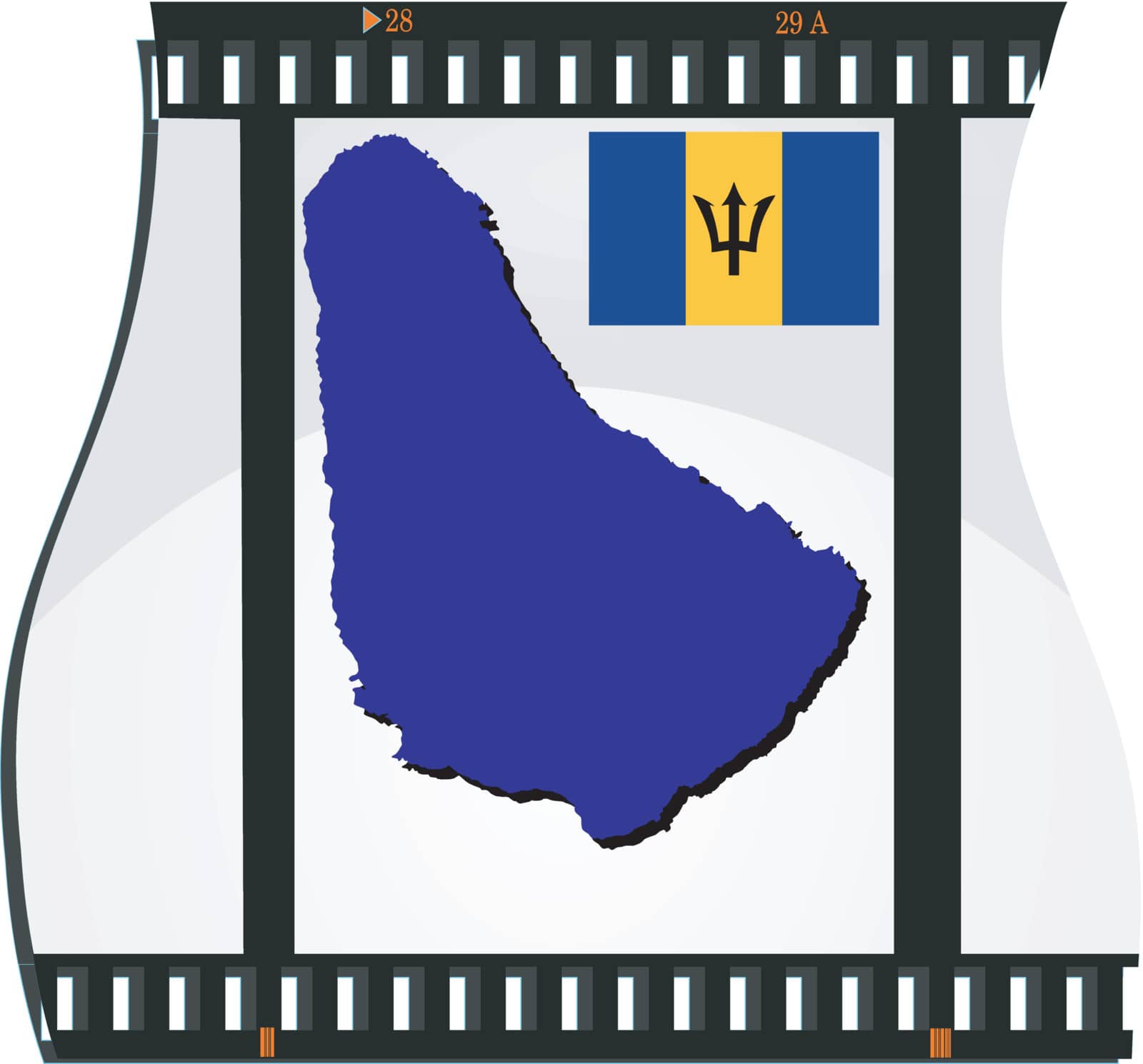 Film shots with a national map of Barbados