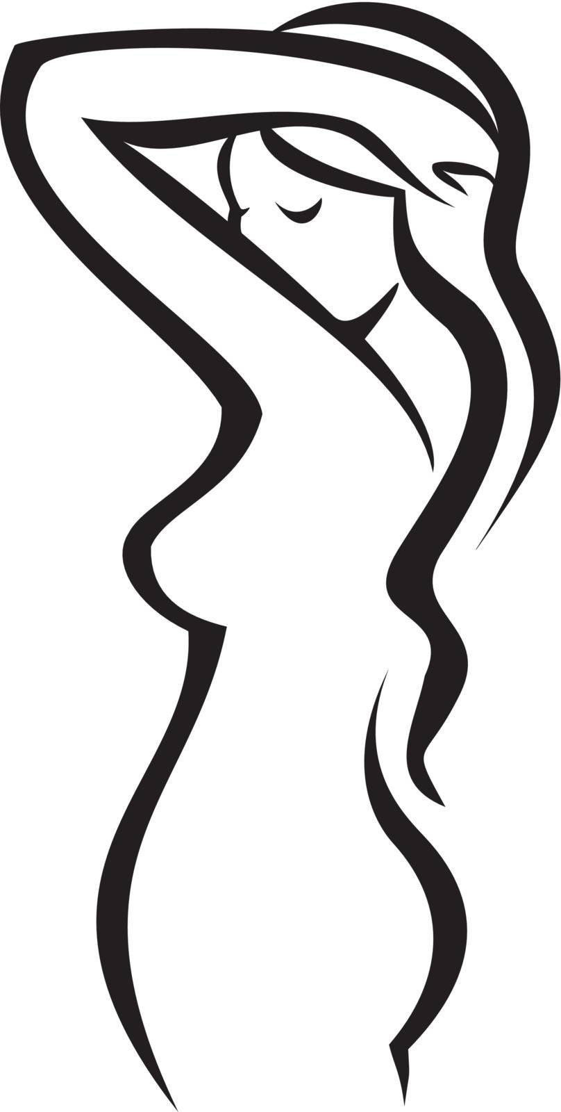 female figure, vector silhouette in simple black lines