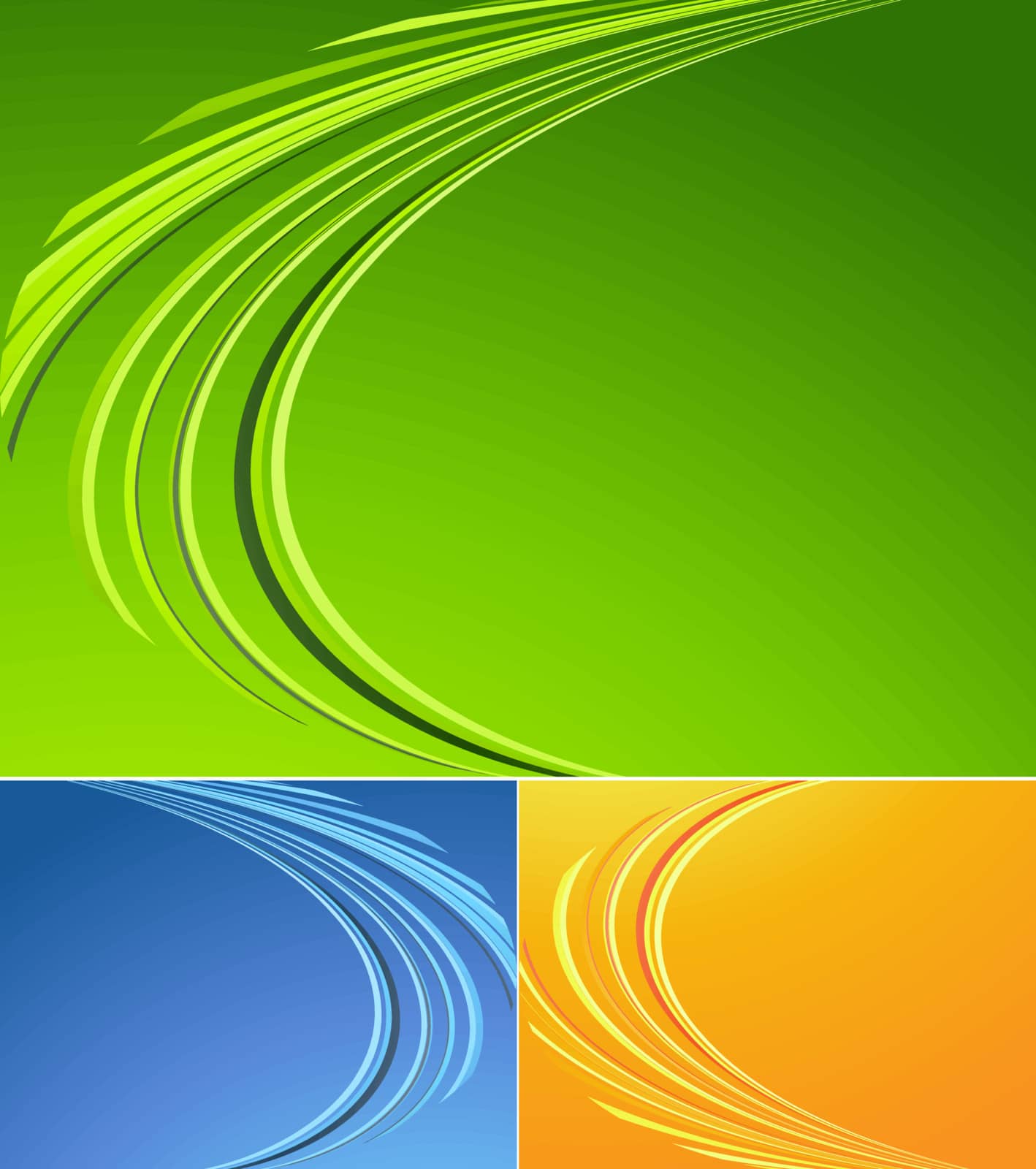 abstract vector wavy lines in three colors