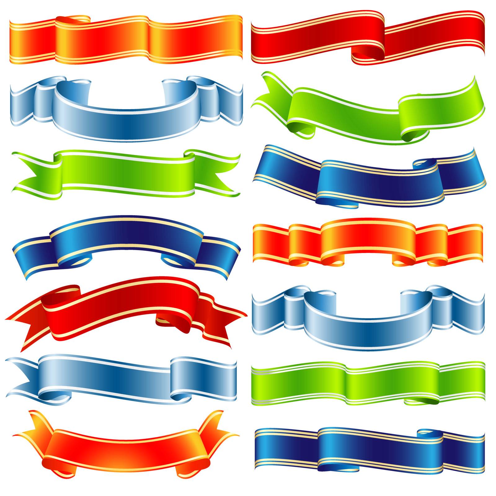 set of vector shiny ribbons over white with  stripes