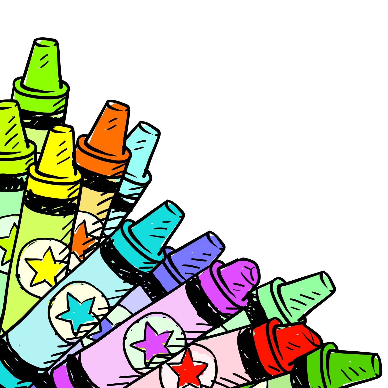 Doodle style colorful crayon corner tab in vector format