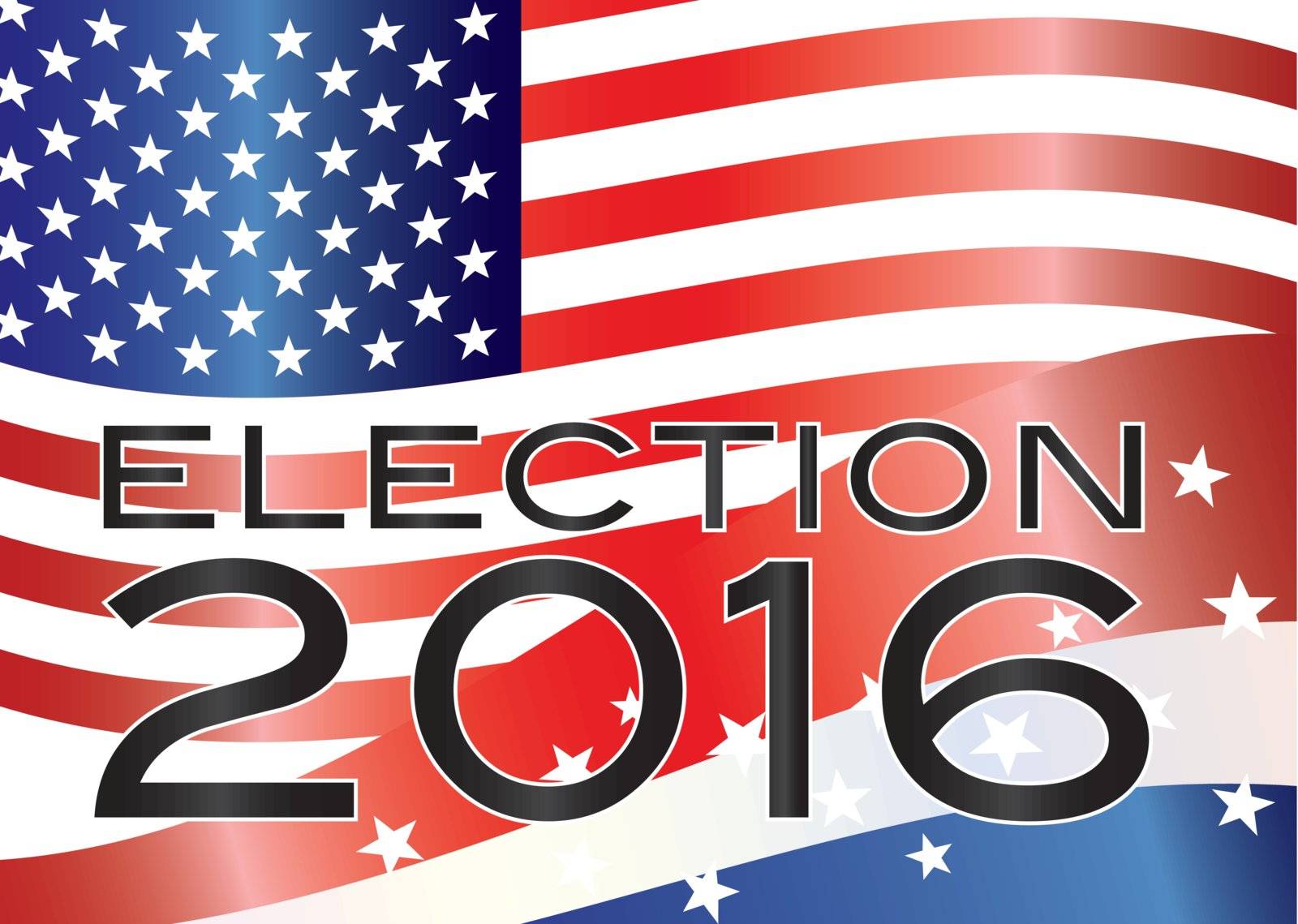 Election 2016 with Stars and Stripes and US Flag Background Illustration