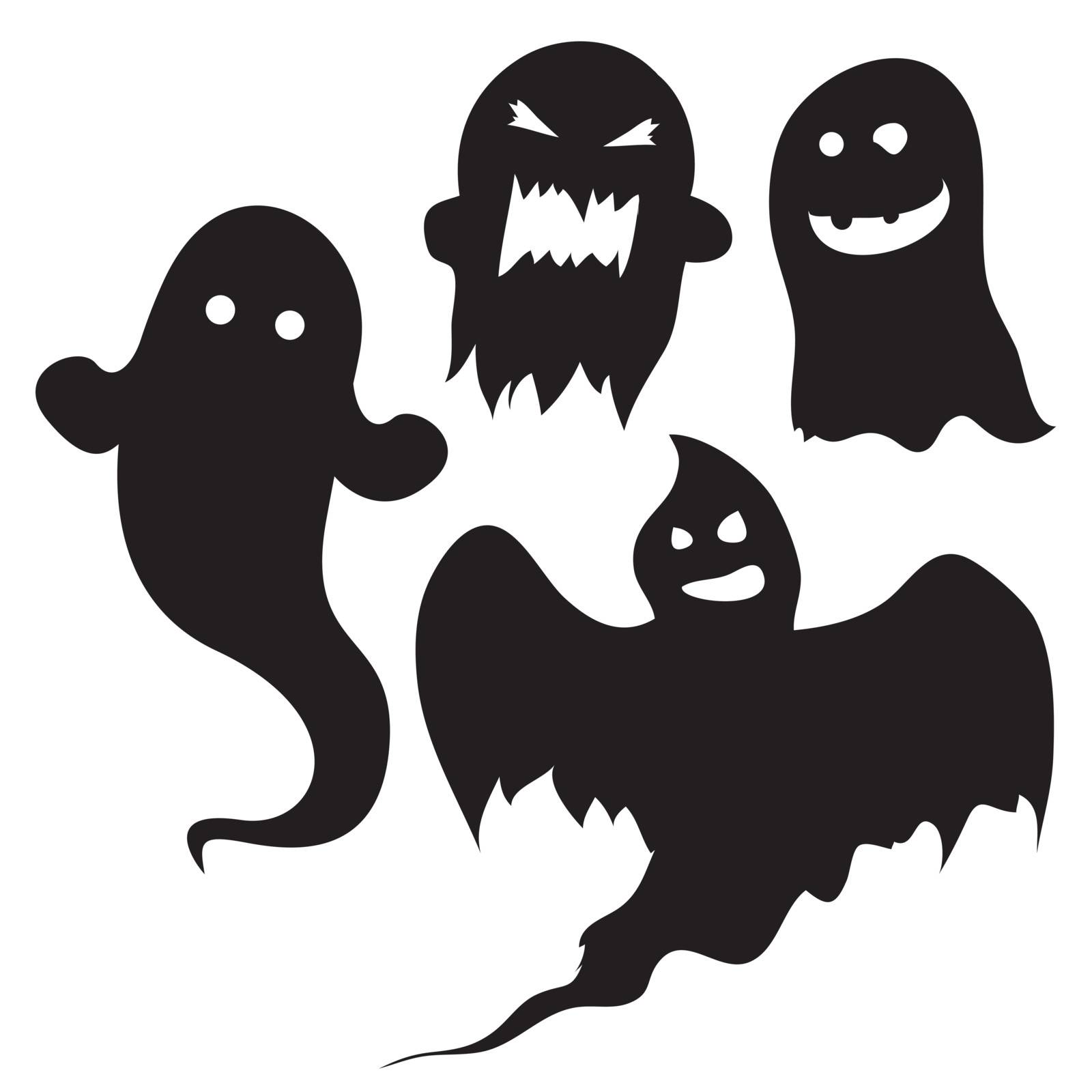 Set of ghost silhouettes for halloween or spooky designs.