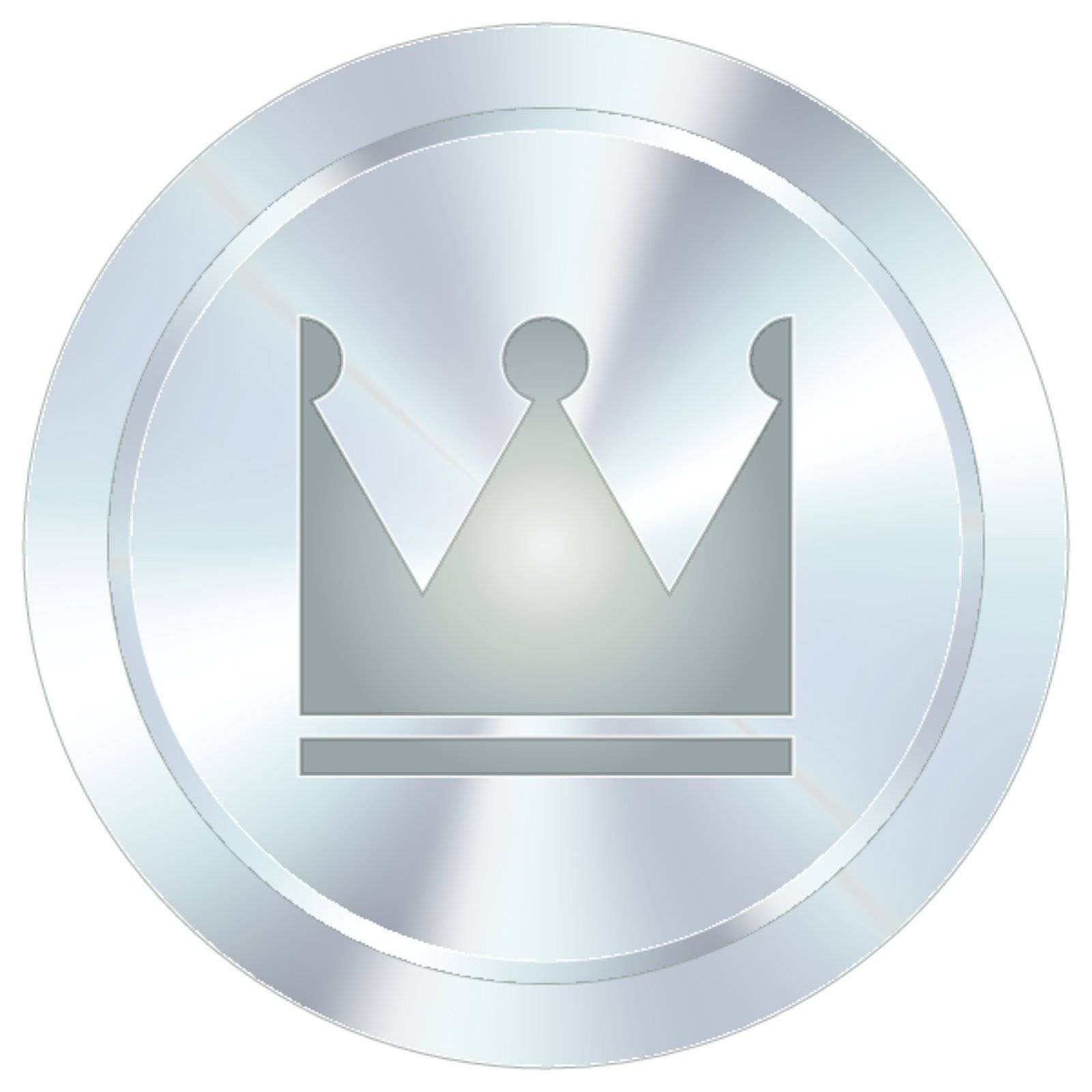 Crown icon on round stainless steel modern industrial button