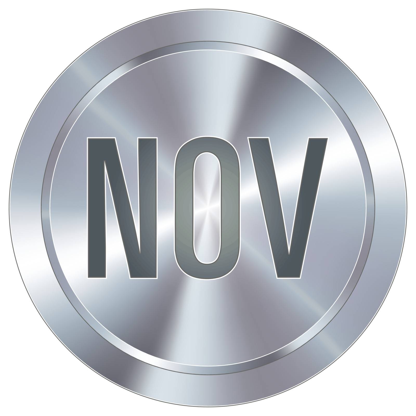 November calendar month icon on round stainless steel modern industrial button