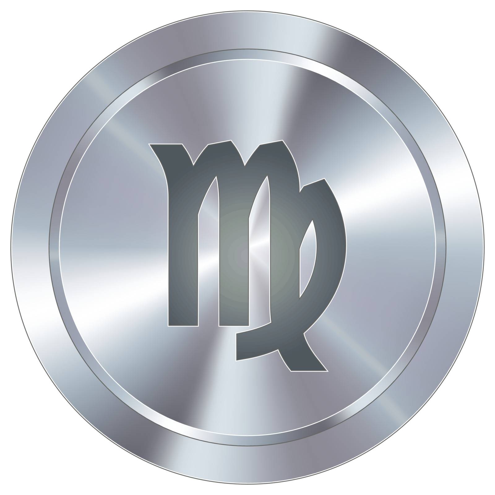 Virgo horoscope sign icon on round stainless steel modern industrial button