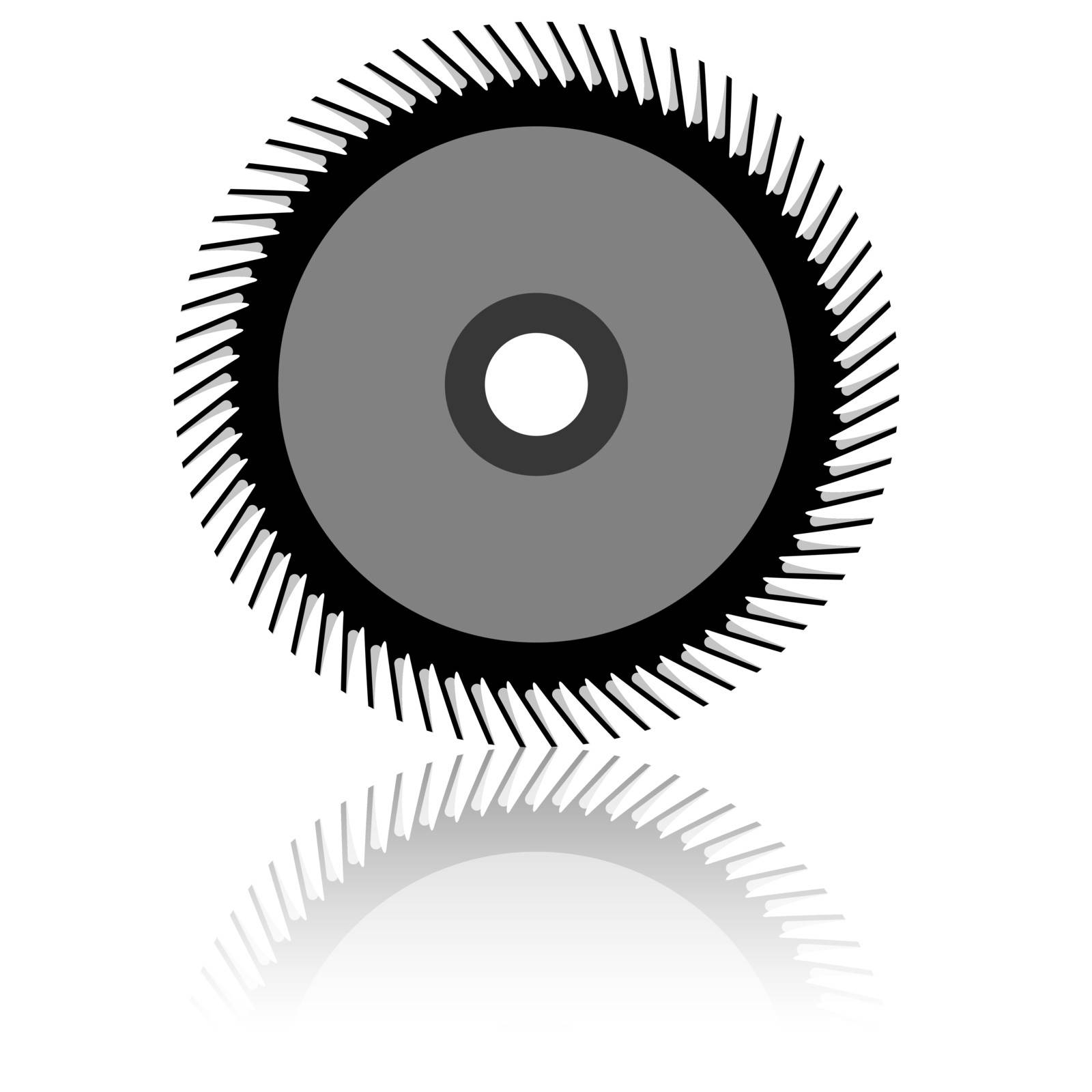 Circular saw blade on a white background. Vector illustration.
