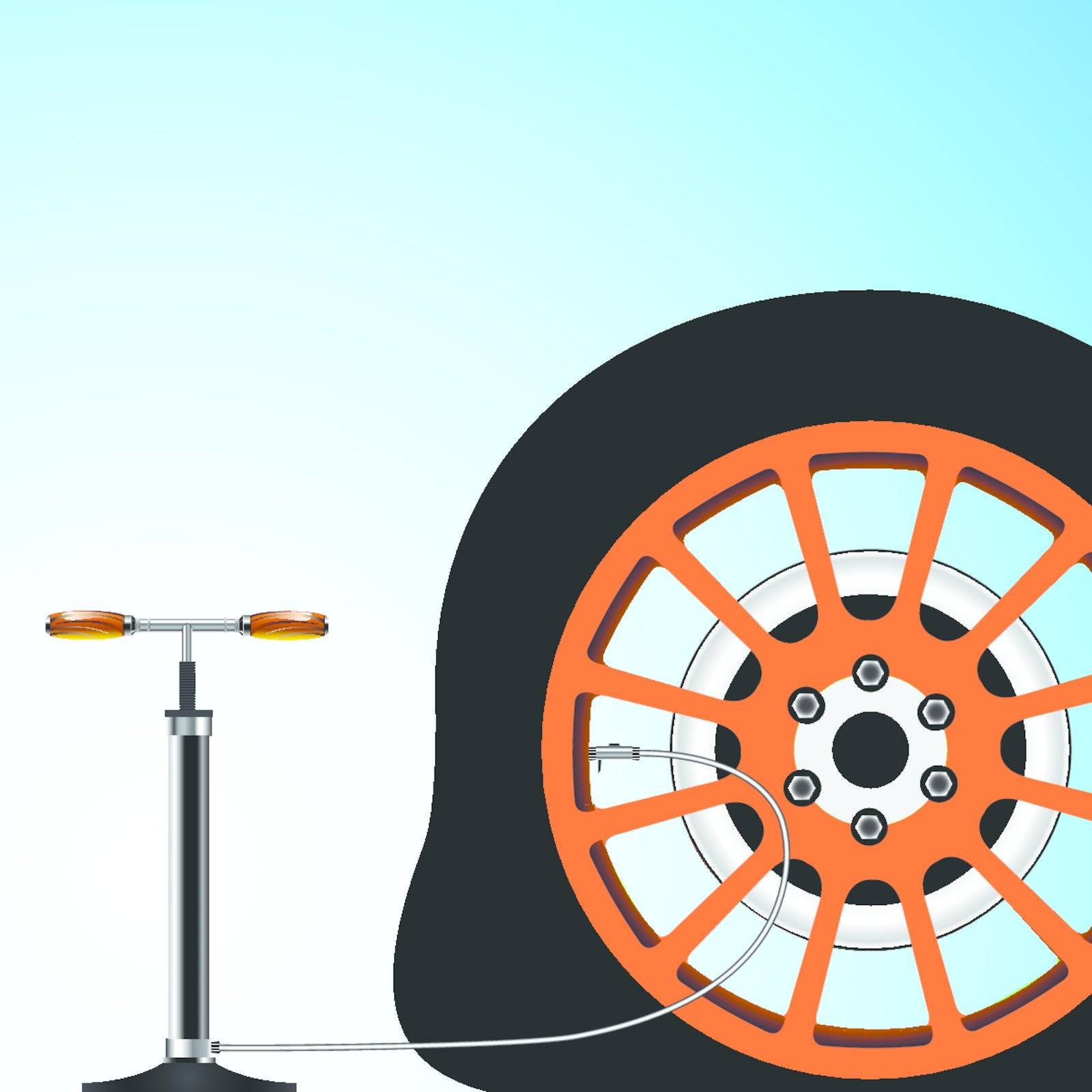 flat tyre, abstract vector art illustration; image contains transparency
