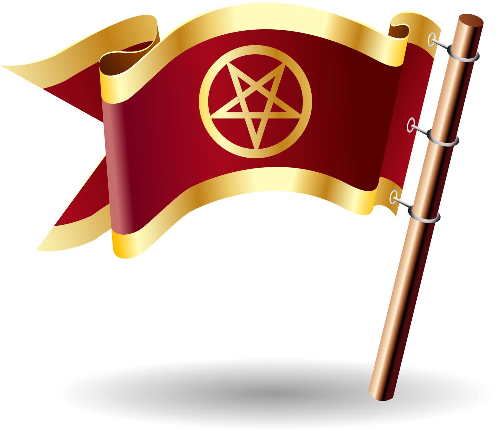 Pentagram pagan spiritual on vector royal flag button suitable for print, web, or promotional use