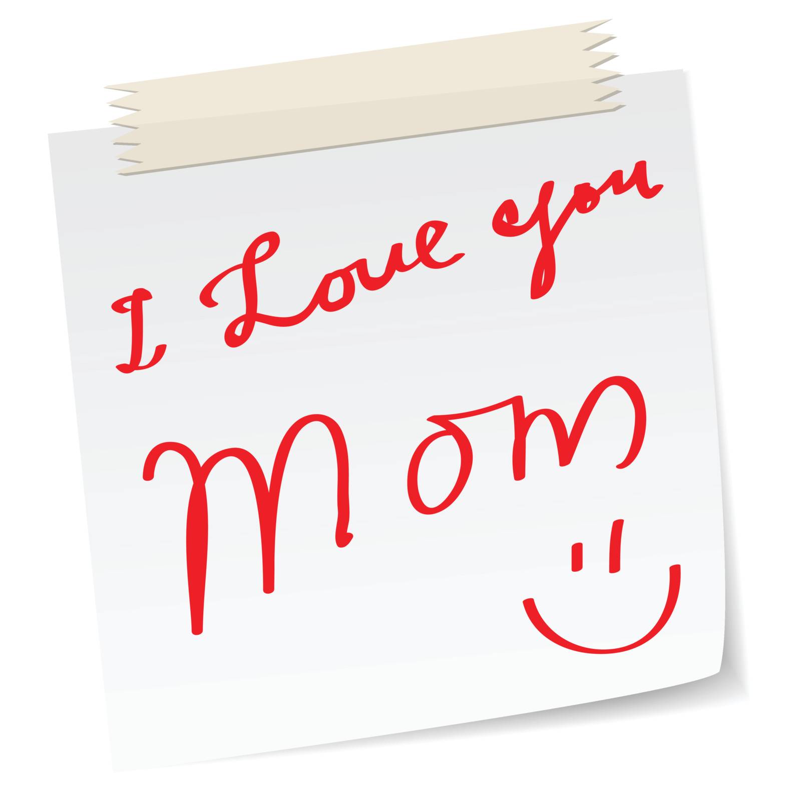 mother day greetings on a paper notes, with handwritten message.