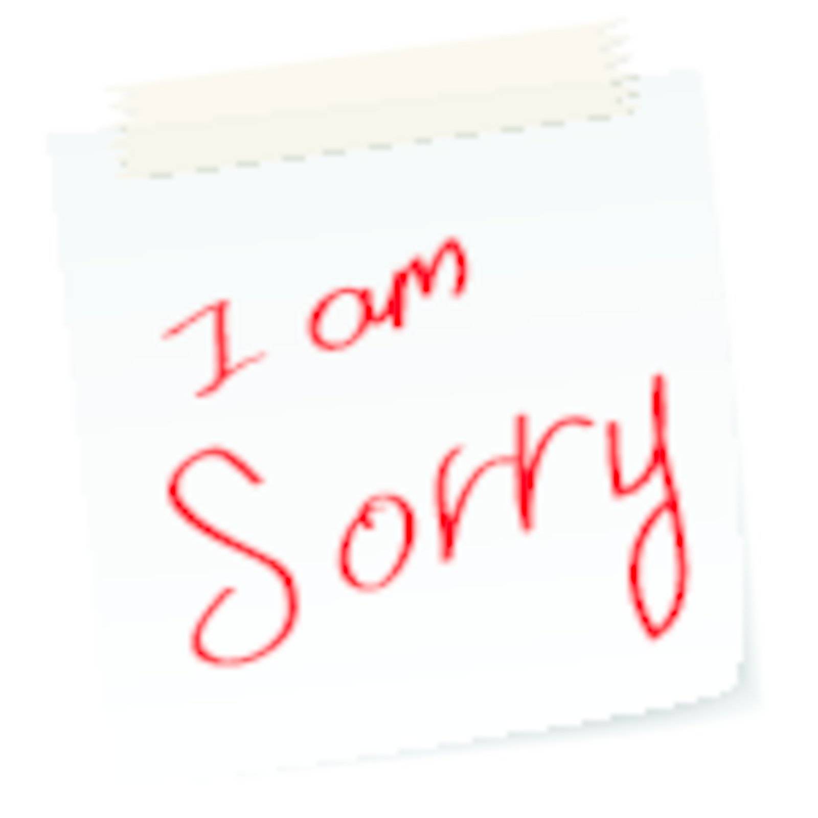 a handwritten notes with i am sorry message.