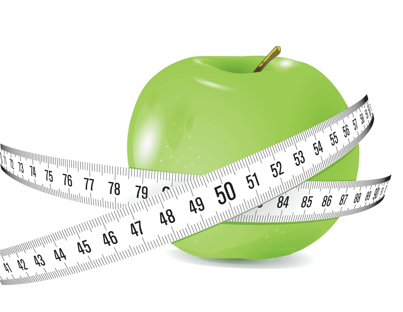 fresh apple with measuring tape