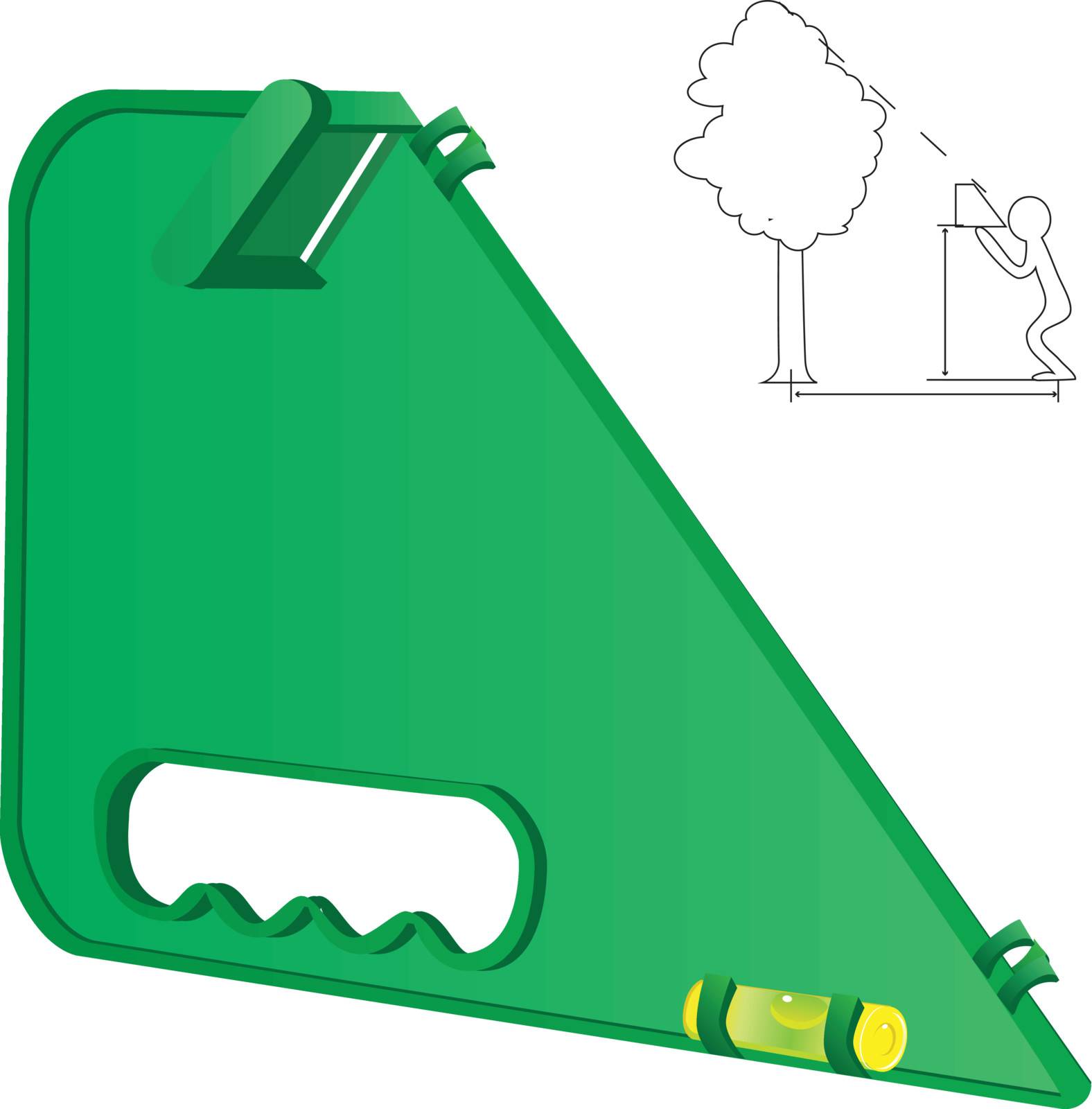 Equipment for measuring the height of the tree. Vector illustration.
