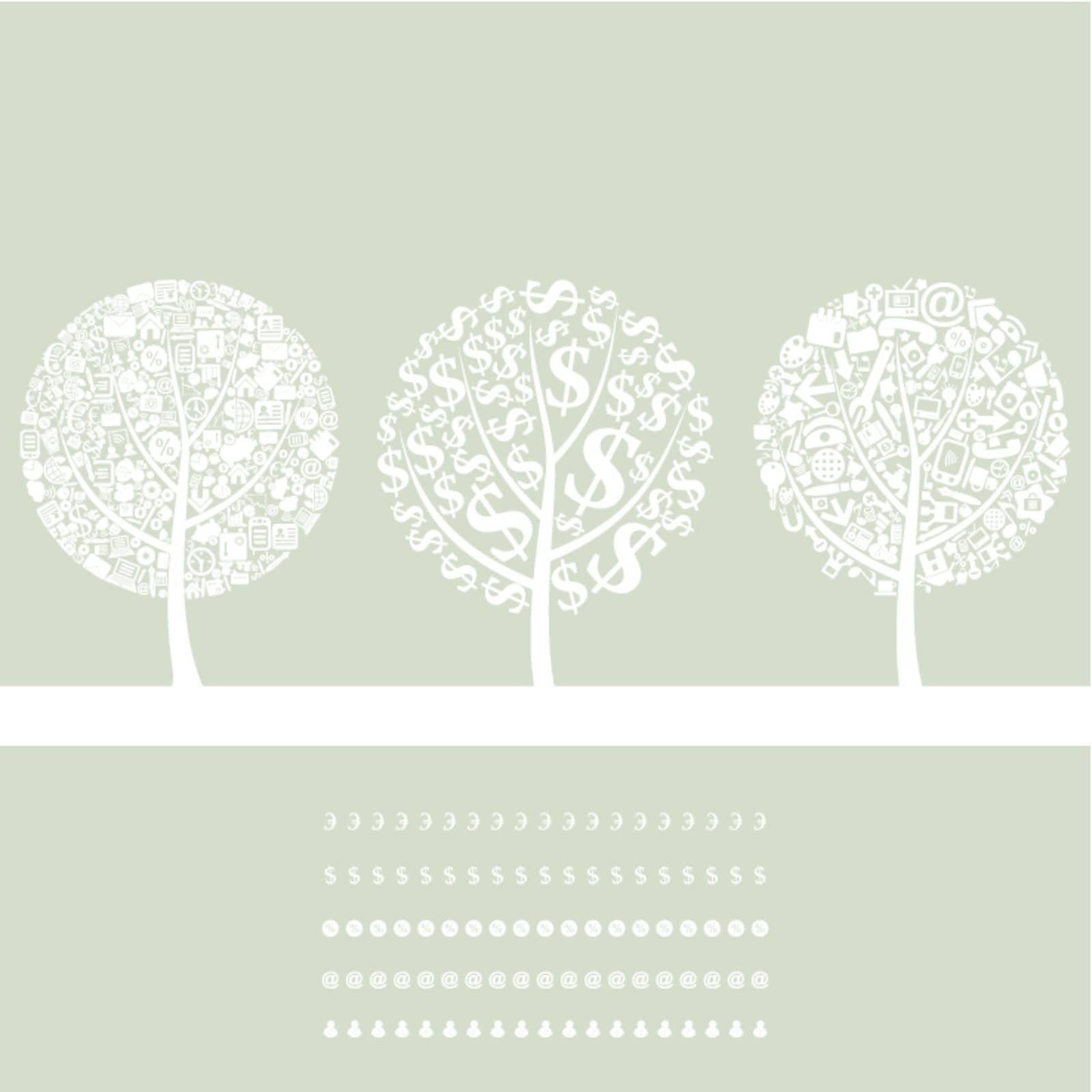 Three trees on a theme business. A vector illustration