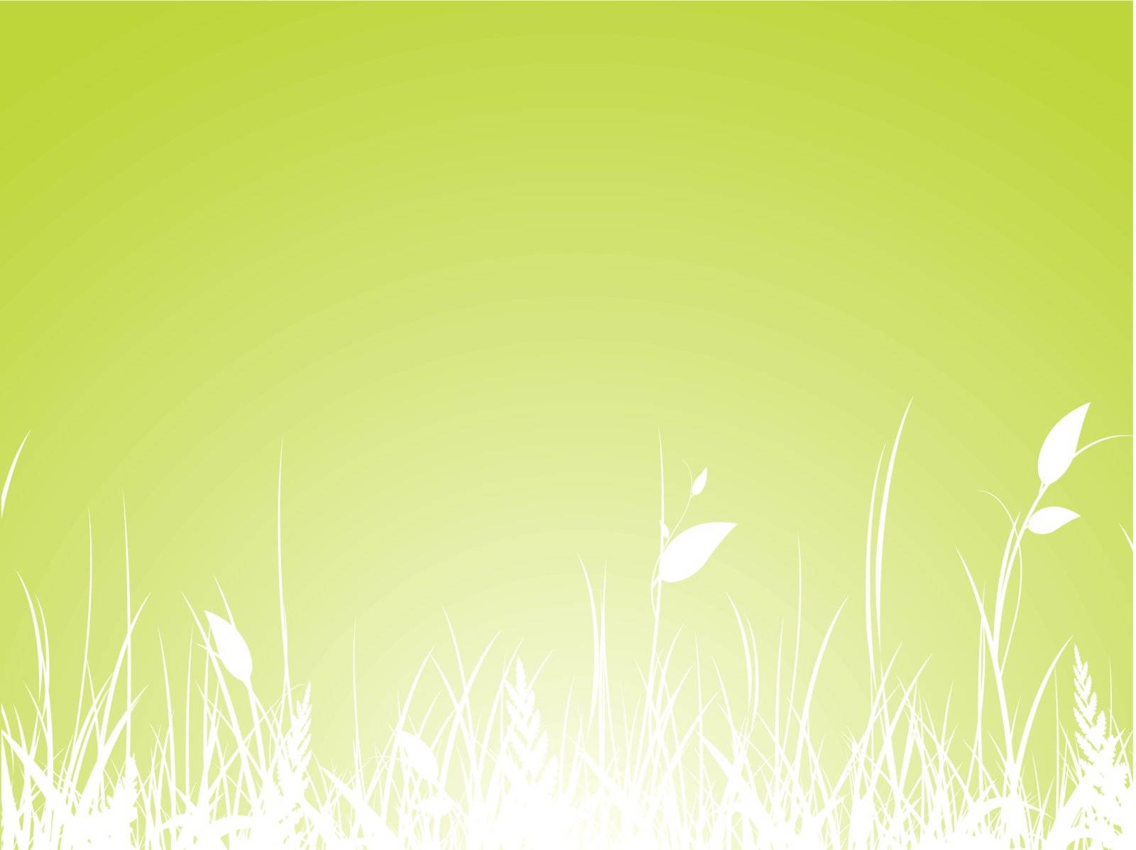 Grass Meadow Silhouette Over Green Background, Copy Space