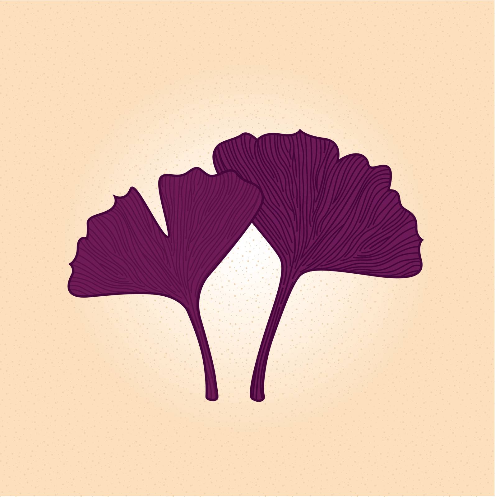 Purple gingko leaf isolated on brown background by Lordalea