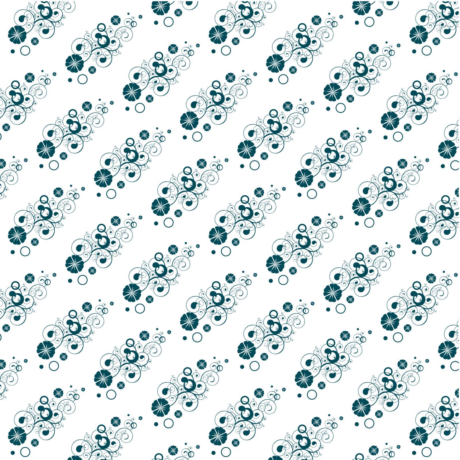 Seamless floral background in blue and white