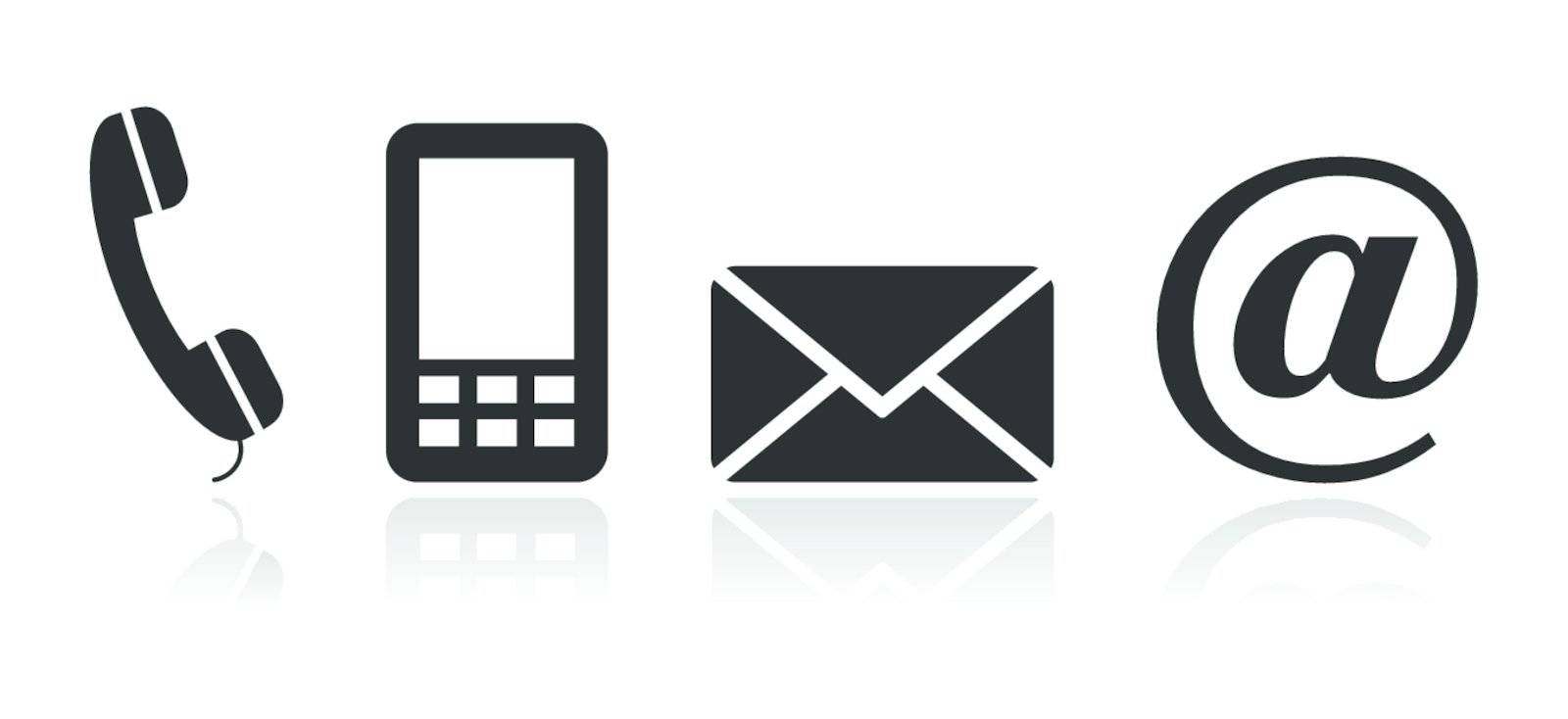 Contact black icons set - mobile, phone, email, envelope by RedKoala