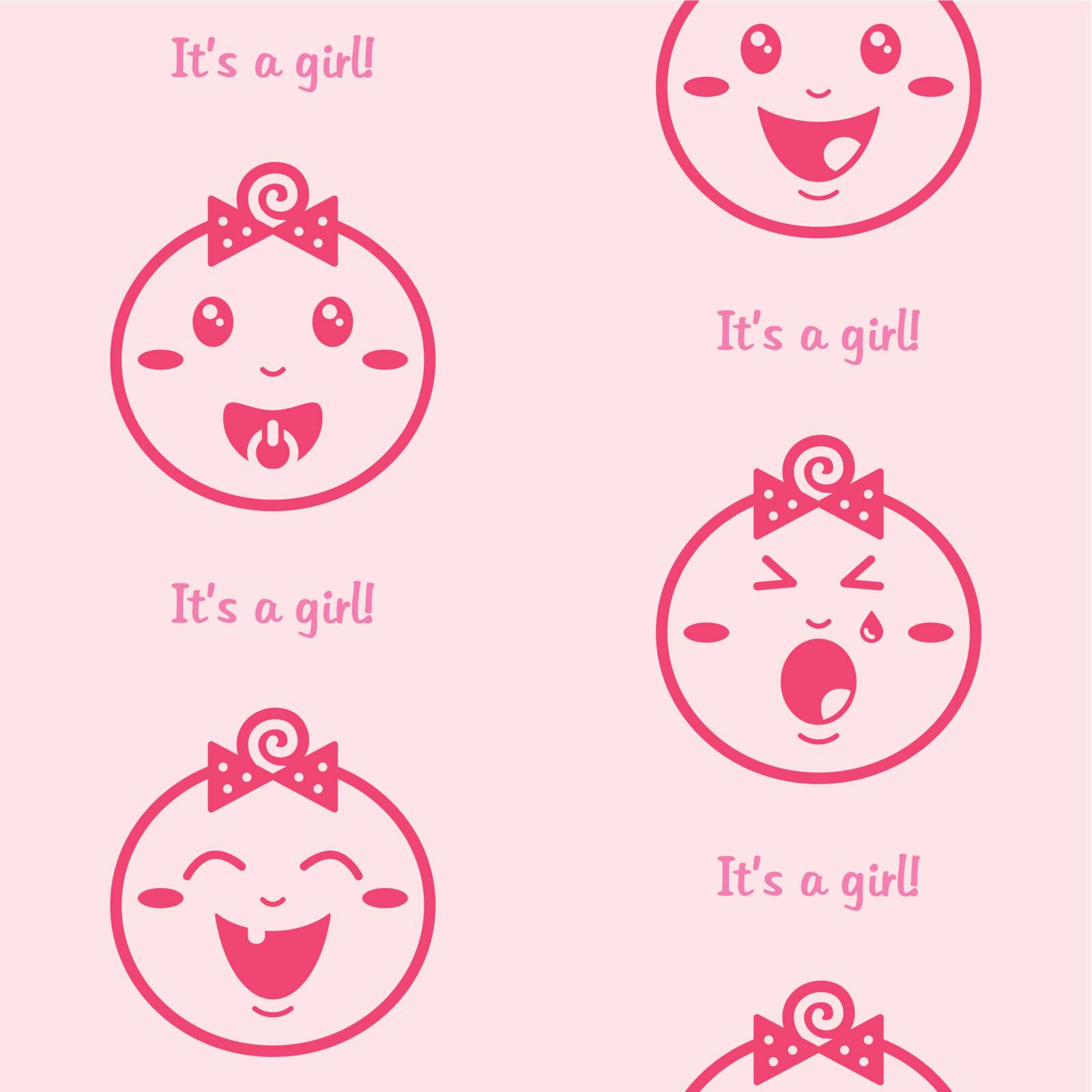 It's a girl pink seamless background with baby girls by RedKoala