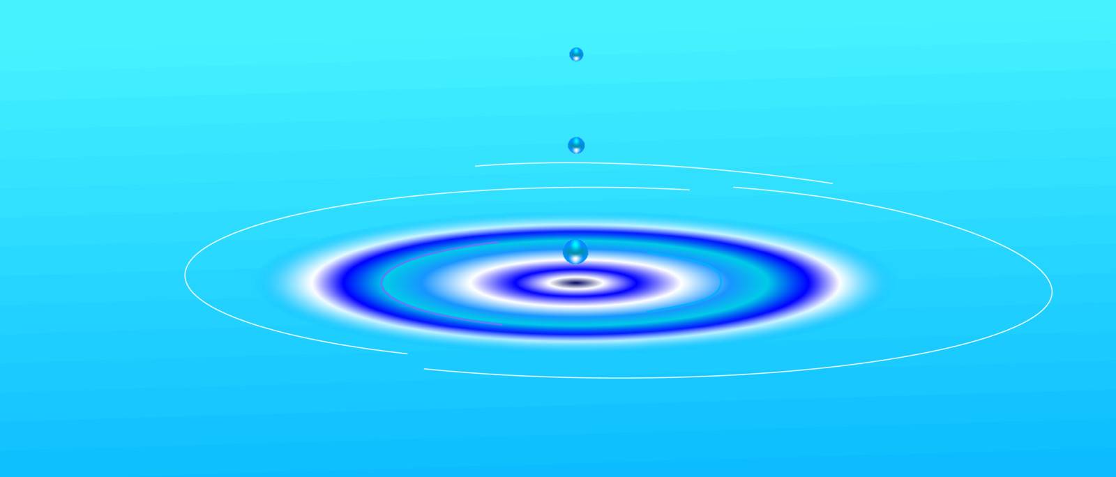 This vector image of three falling drops of water causing ripples in a pond were created entirely in Adobe Illustrator.