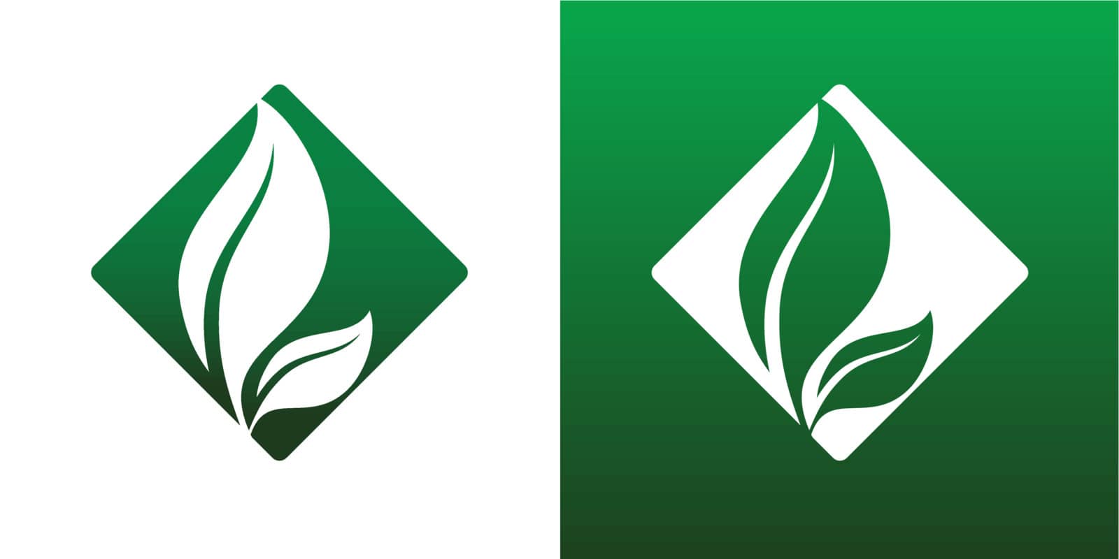 Leaf Pair Icon Vector on Both Solid and Reversed Background.