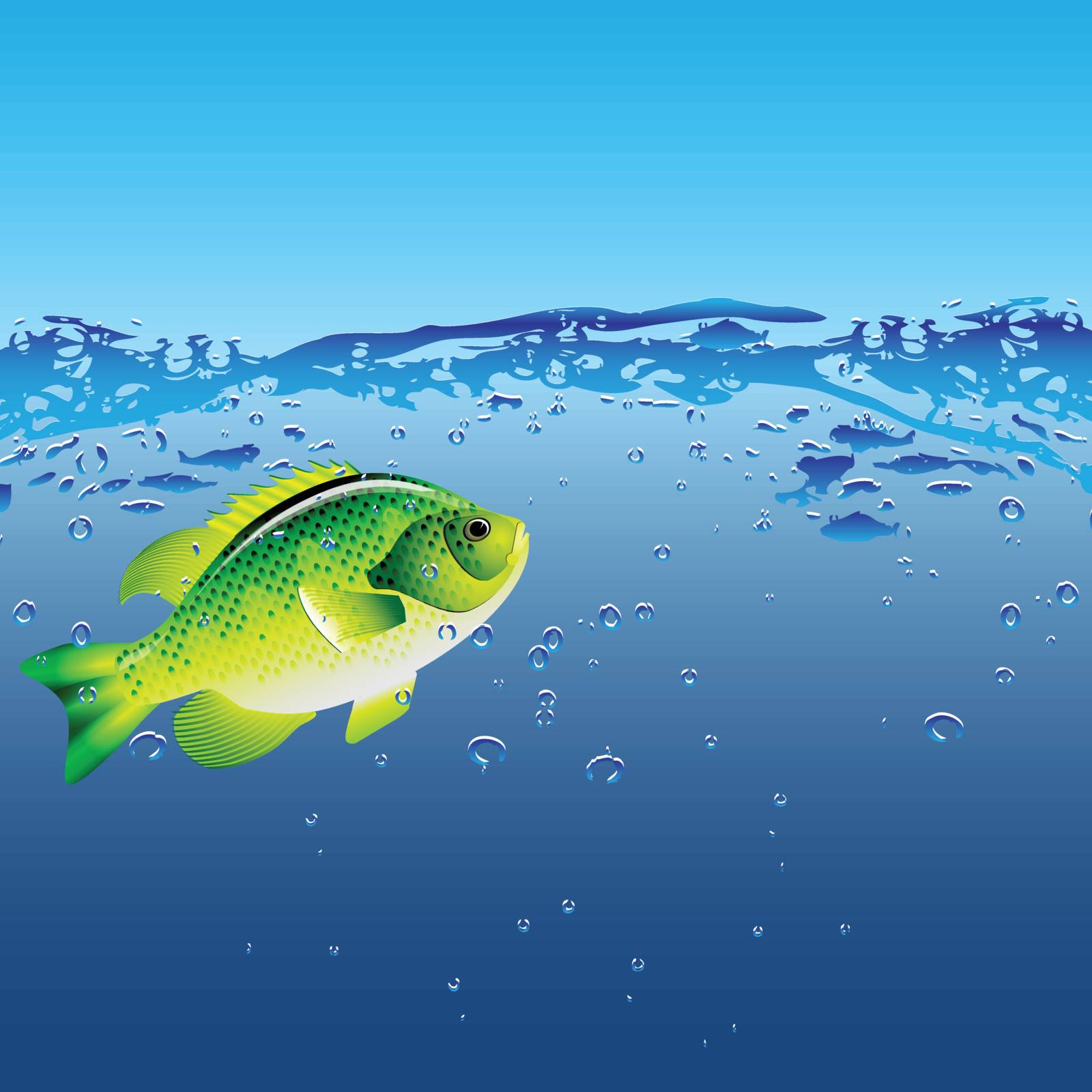Fish in their natural habitat. Vector illustration.