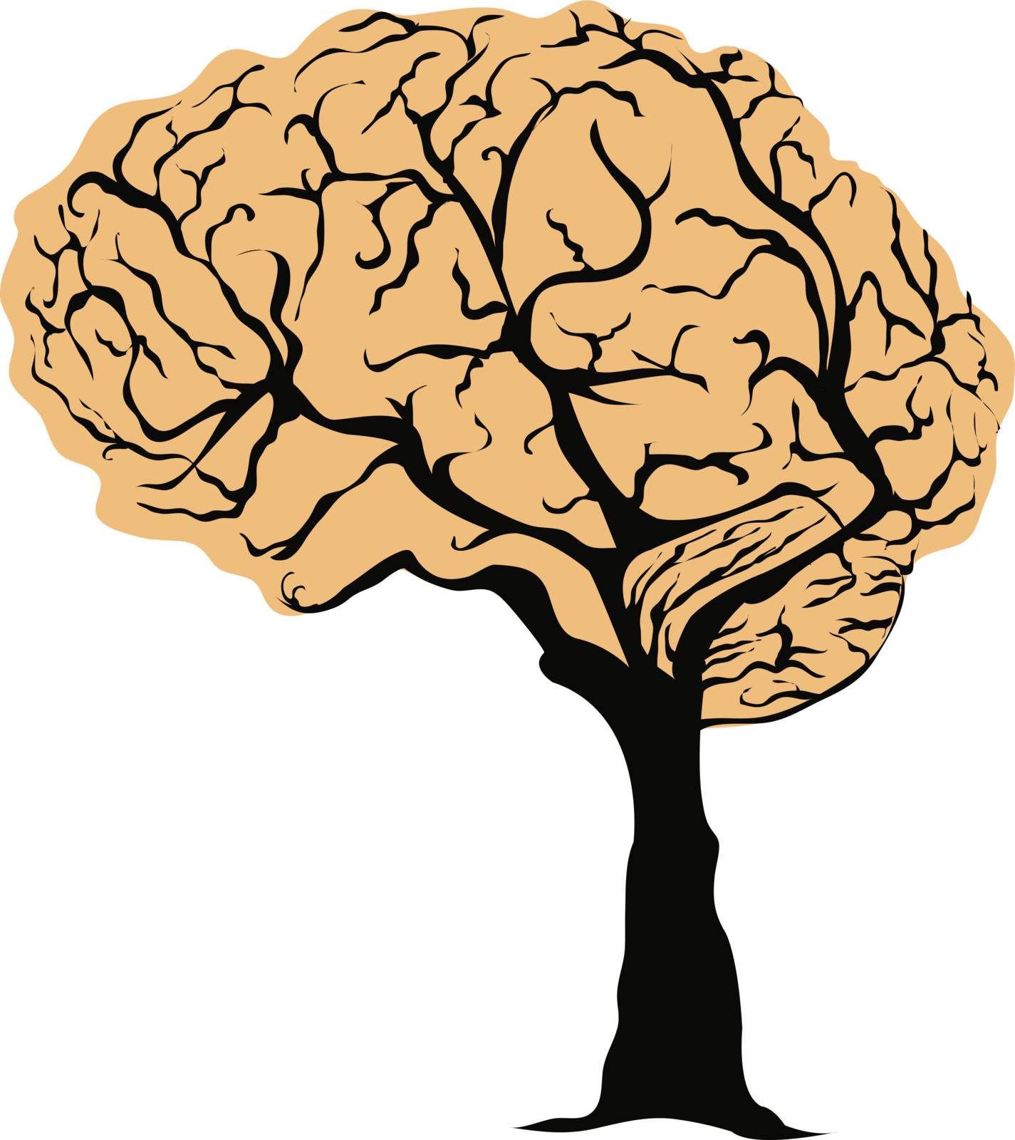 vector illustration of a brain in a tree form