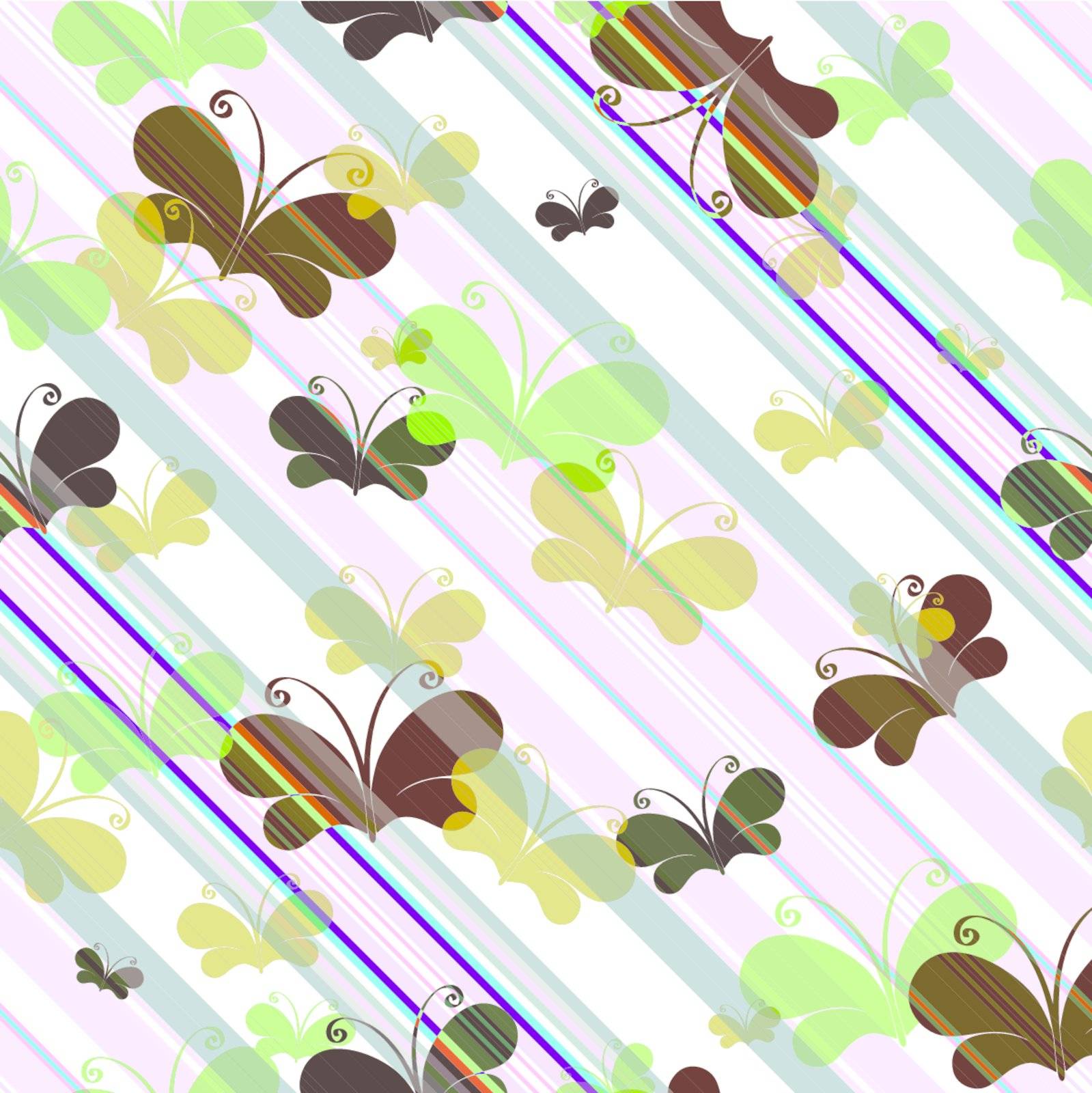 Seamless pattern with silhouettes translucent butterflies and diagonal lines (vector EPS 10)