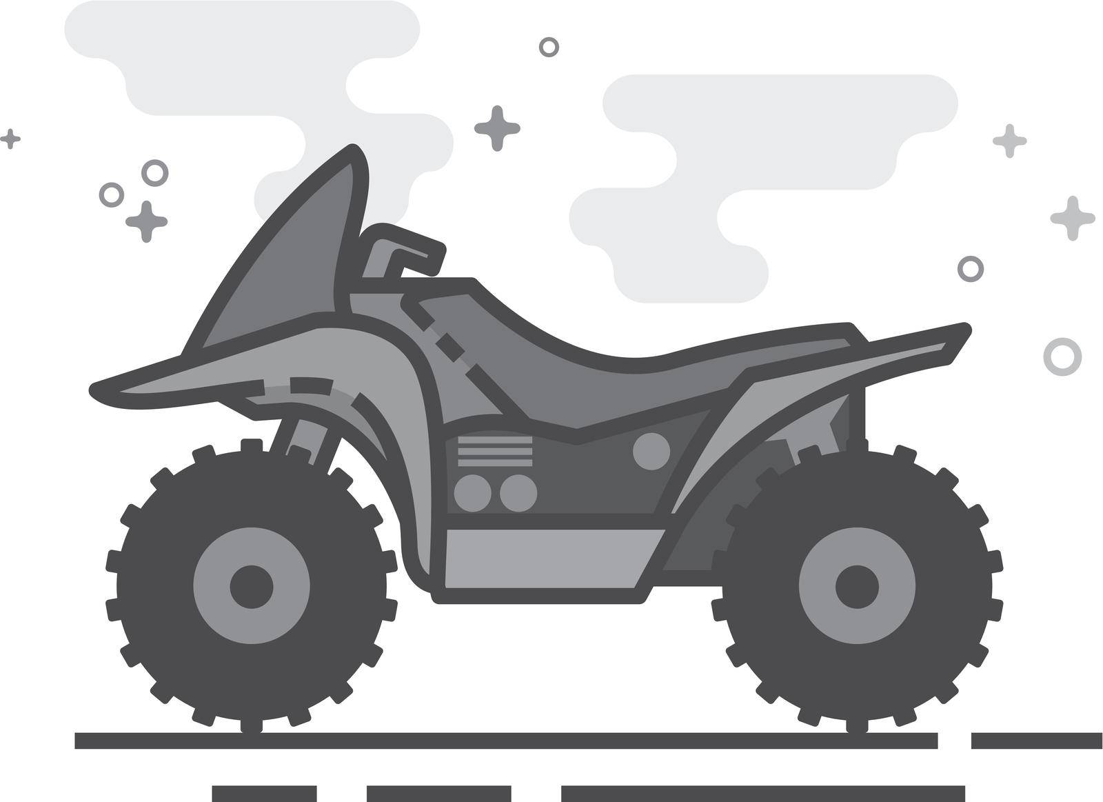 All terrain vehicle icon in flat outlined grayscale style. Vector illustration.