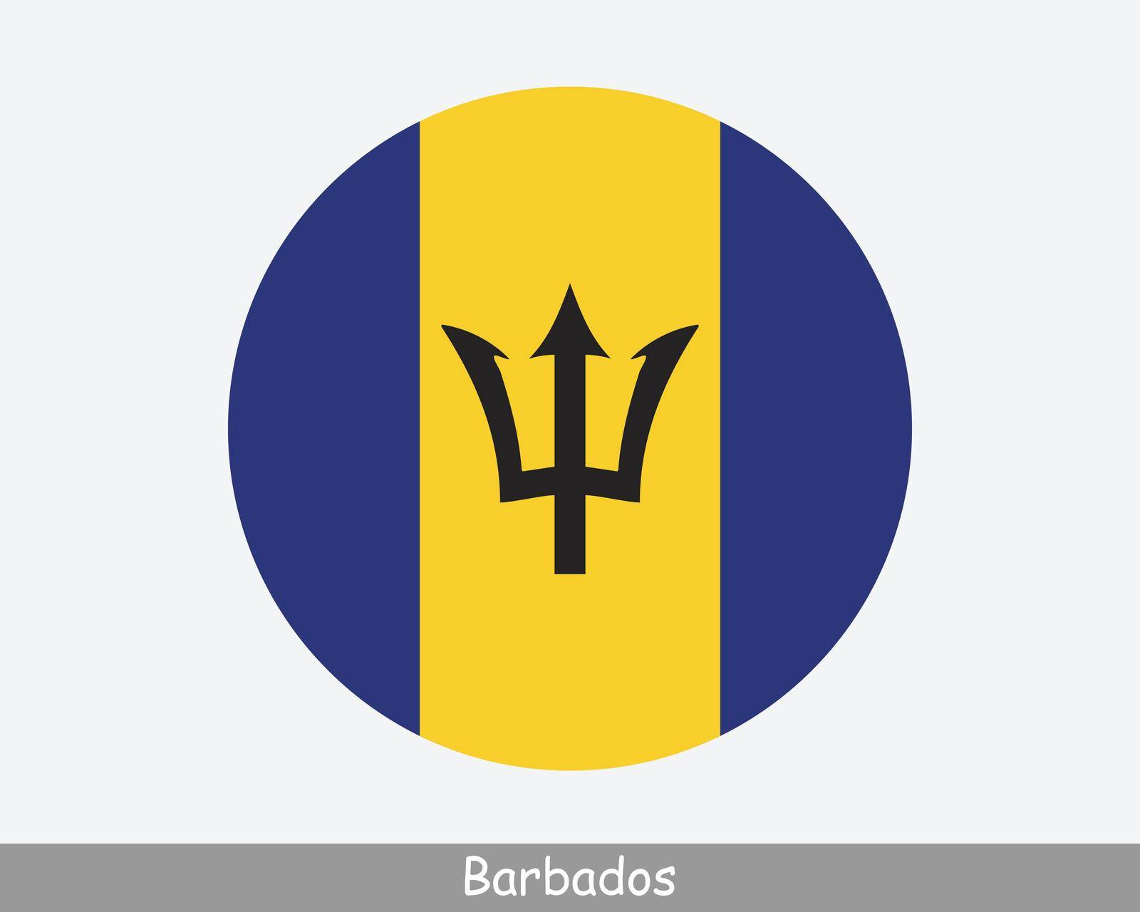 Barbados Round Circle Flag. Barbadian Circular Button Banner Icon. EPS Vector