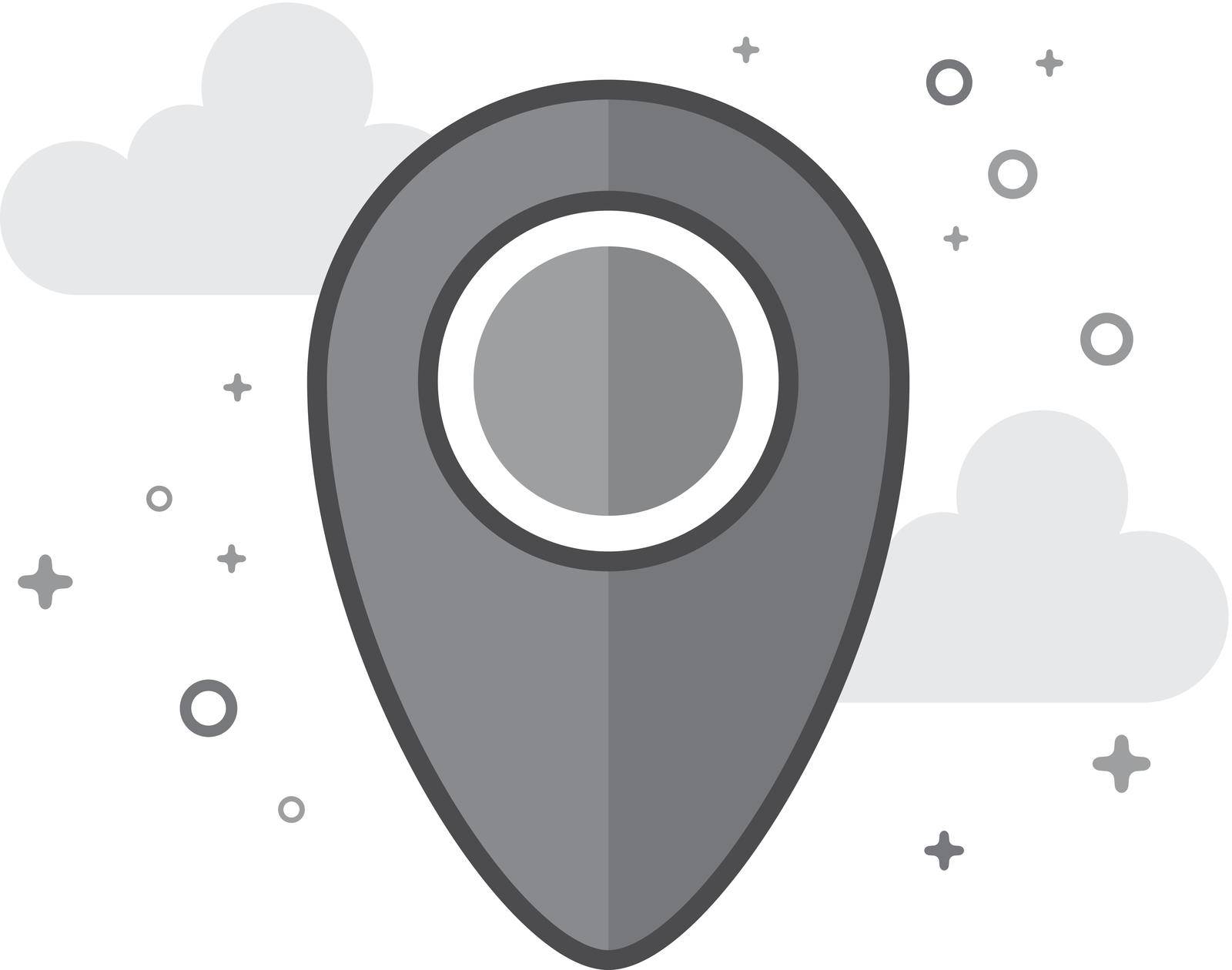 Flat Grayscale Icon - Pin location map by puruan