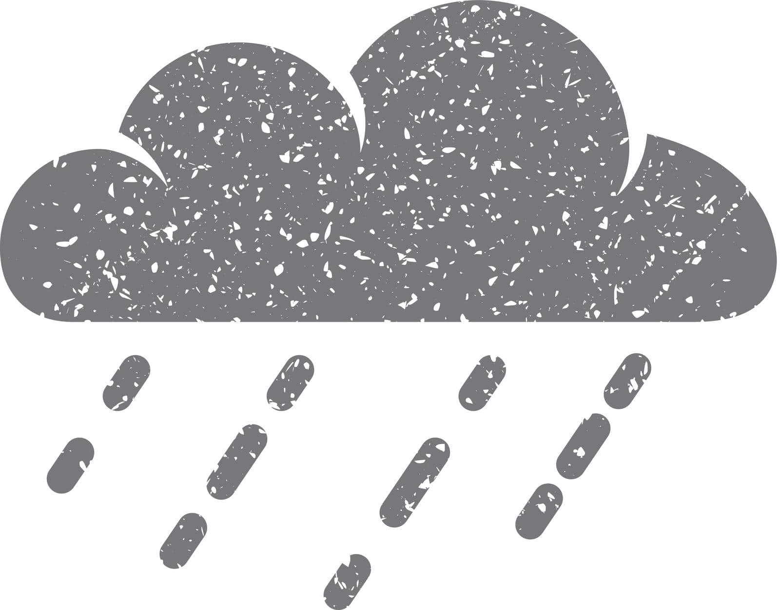 Rainy icon in grunge texture. Vintage style vector illustration.