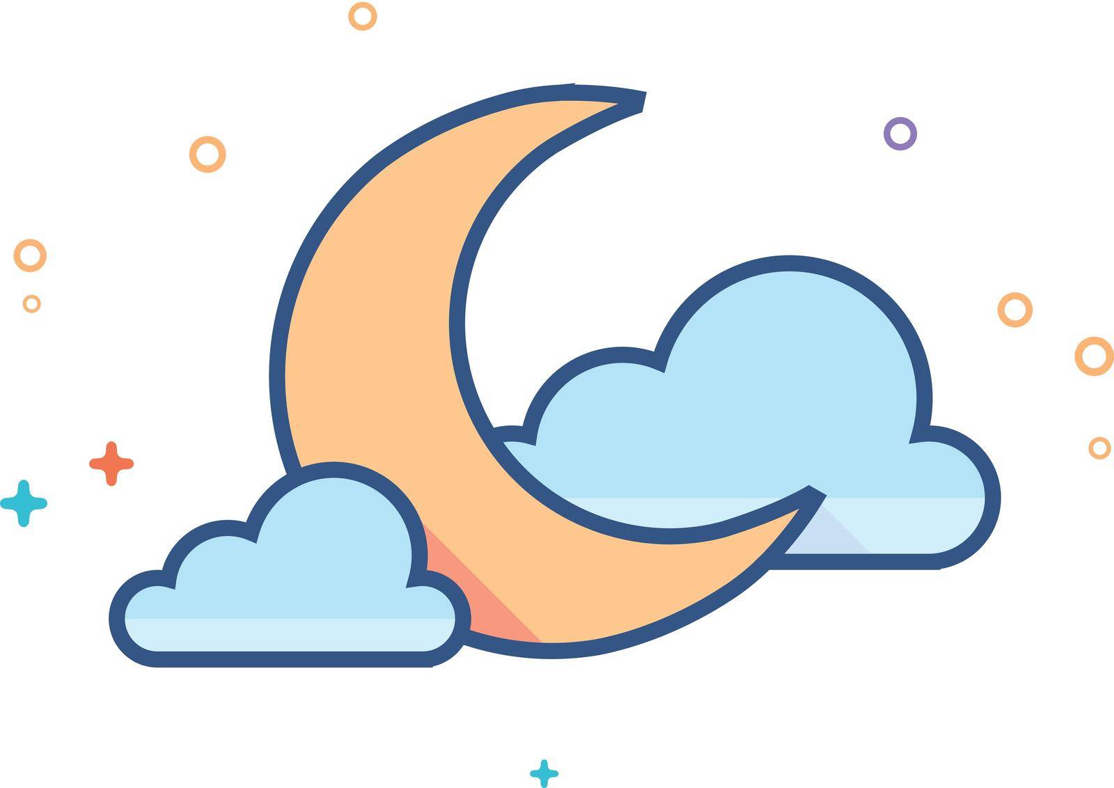 Nature forecast clear night. Vector illustration.